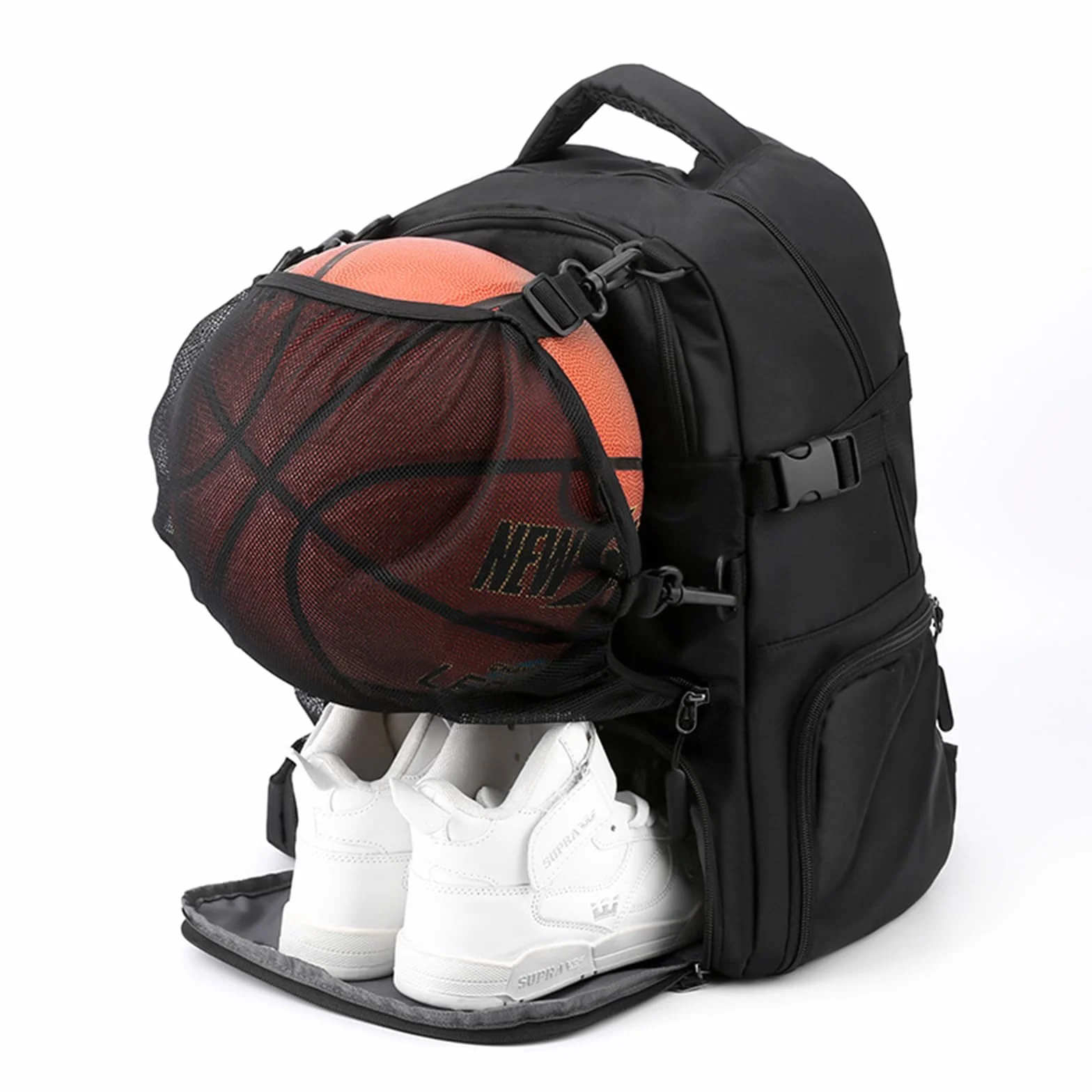 Sac à Dos de Basket-Ball 30L avec Compartiment Ballon et Chaussures Noir