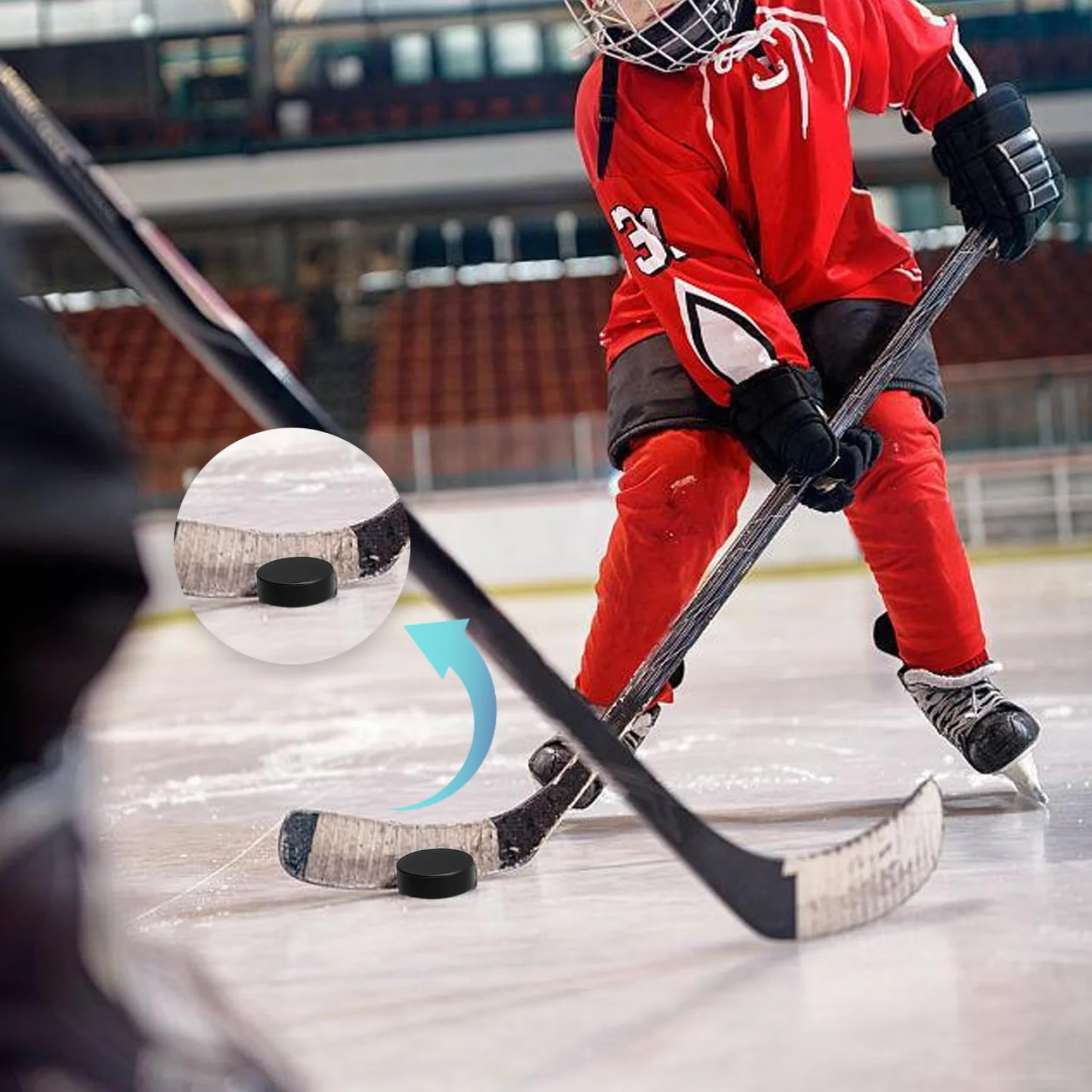 Palets de hockey sur glace en mousse noirs lot de 4 pour entraînement intérieur