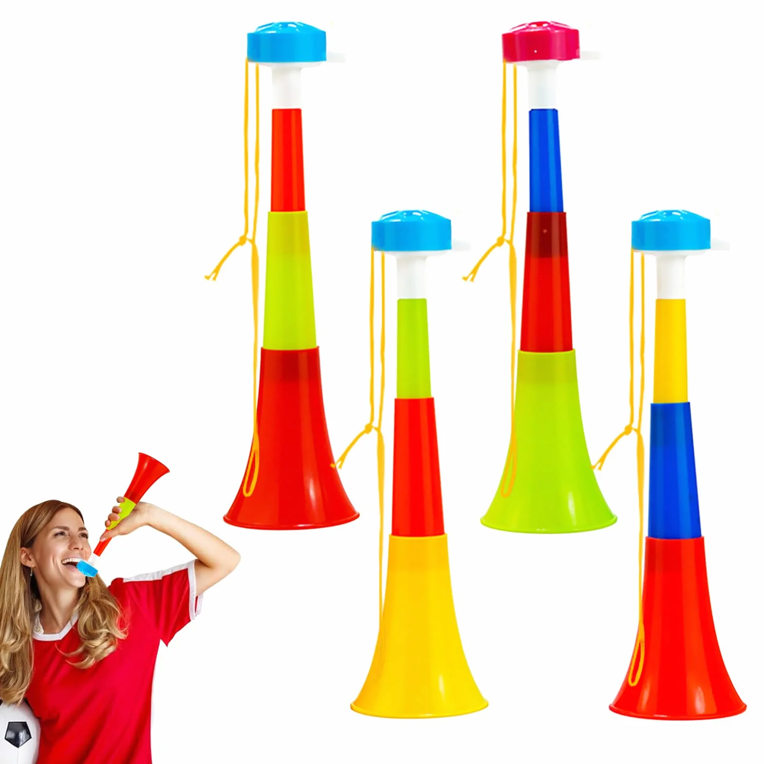 Plastique Vuvuzela 4 Pièces Trompette de Stade Très Bruyante Fanfare de Football