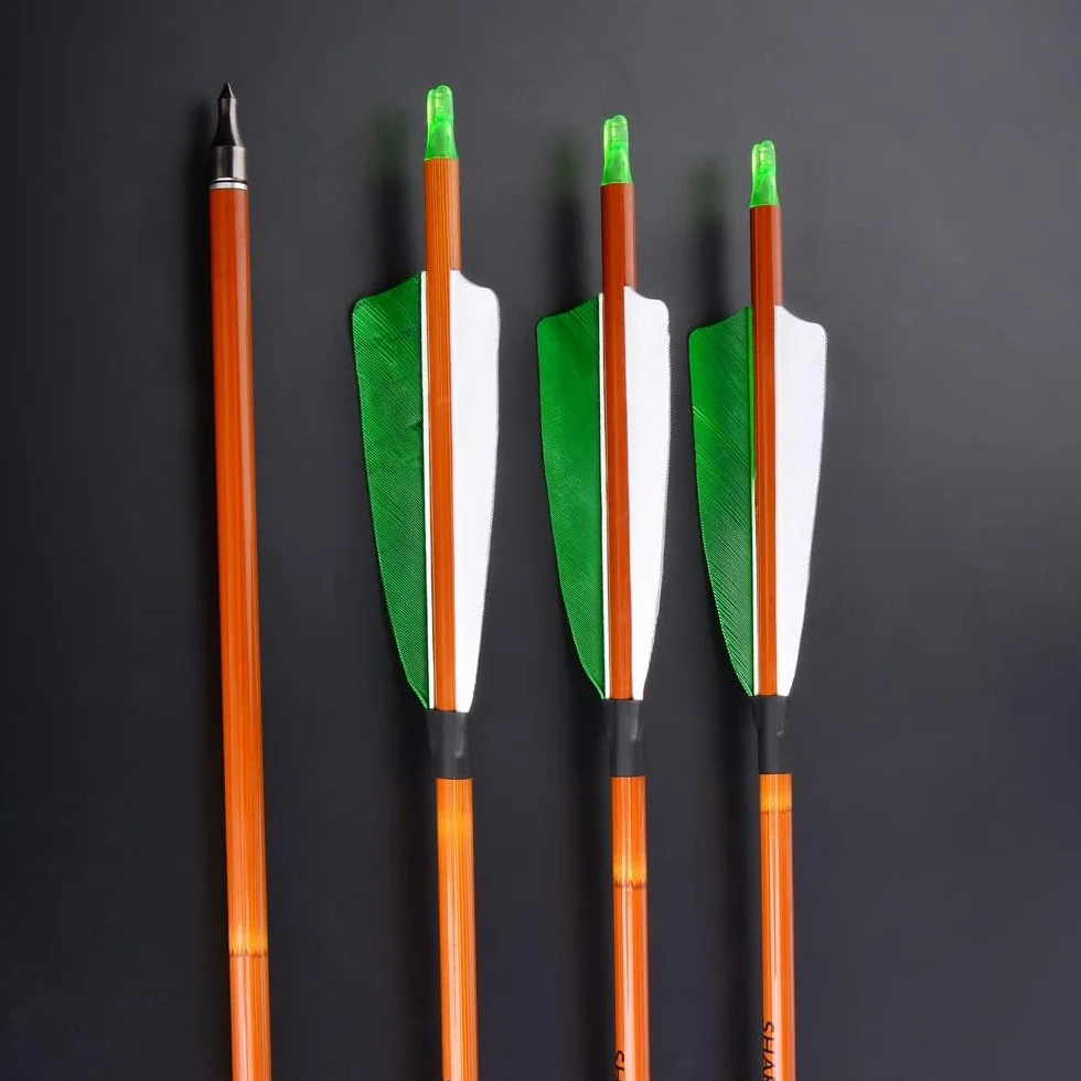 SHARROW 32" Flèche de Carbone Spine 500 Flèche Chasse avec Plumes Naturelles Tir à l'Arc