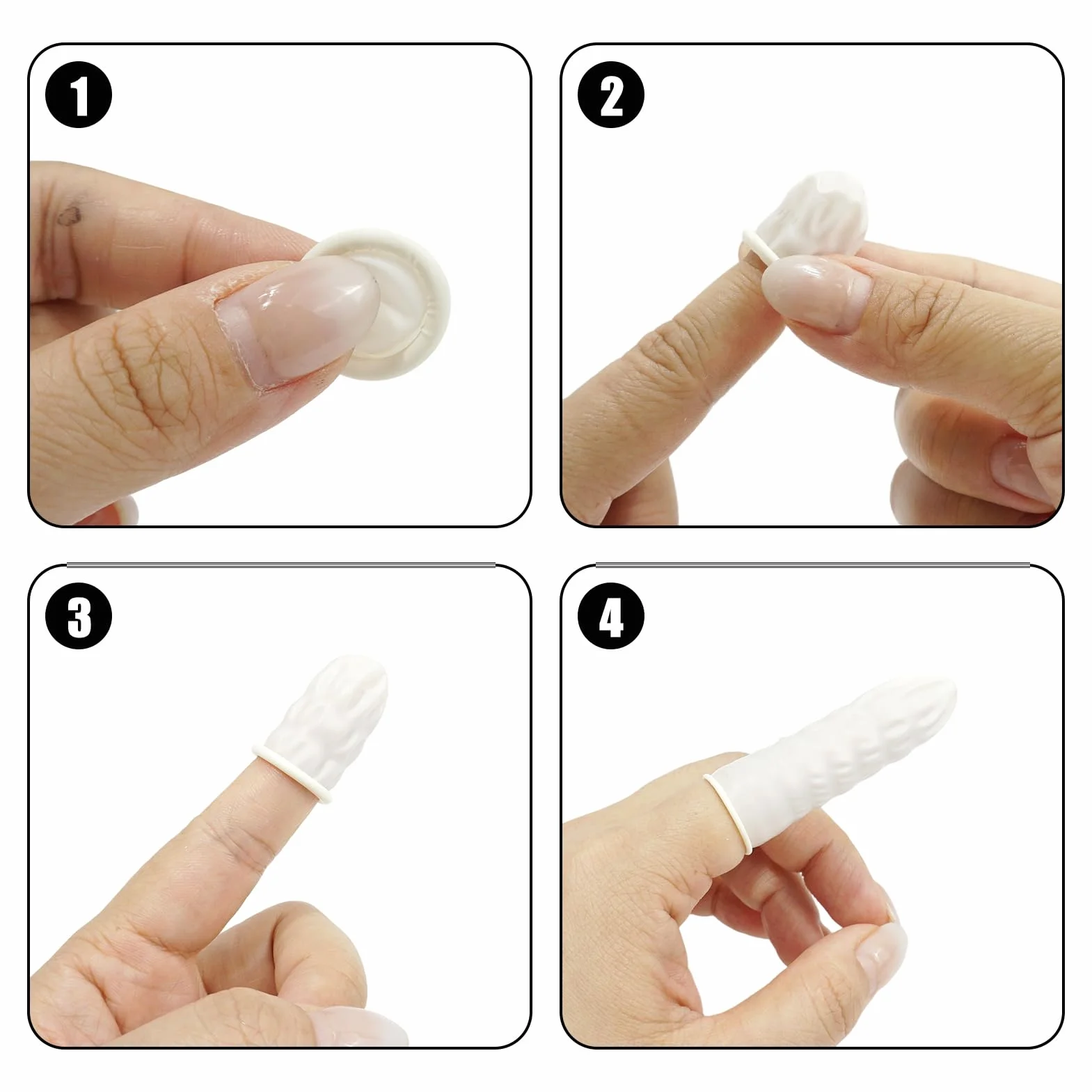 Doigtiers en Latex 200 Pcs, Doigtier Latex pour Protection des Doigts, Imperméables pour Tatouage Nail Art DIY (Blanc)