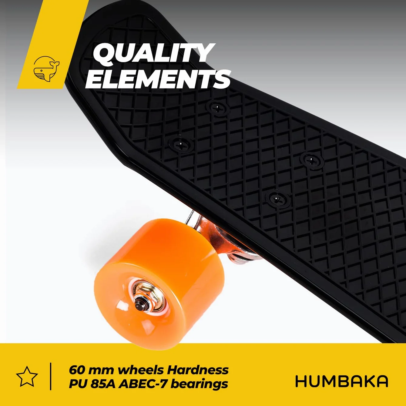 Fisk Skateboard enfant camion aluminium roulements ABEC-7 roues polyuréthane noir