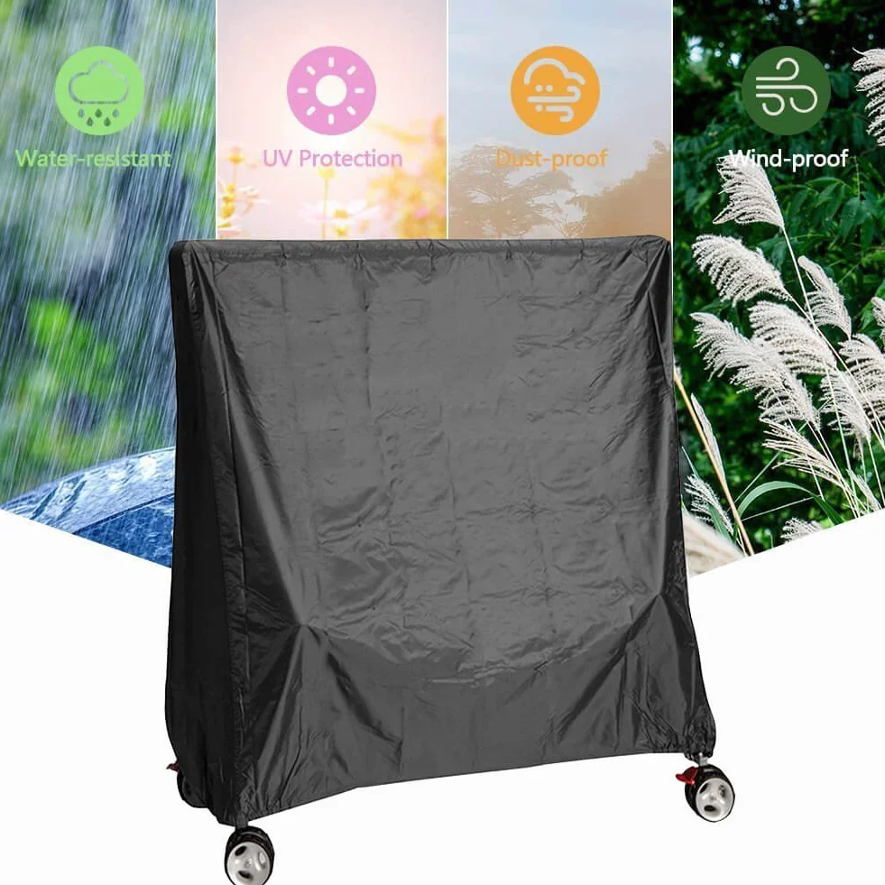 Housse Table Ping Pong Imperméable UV Protection 165x70x185 cm Noir