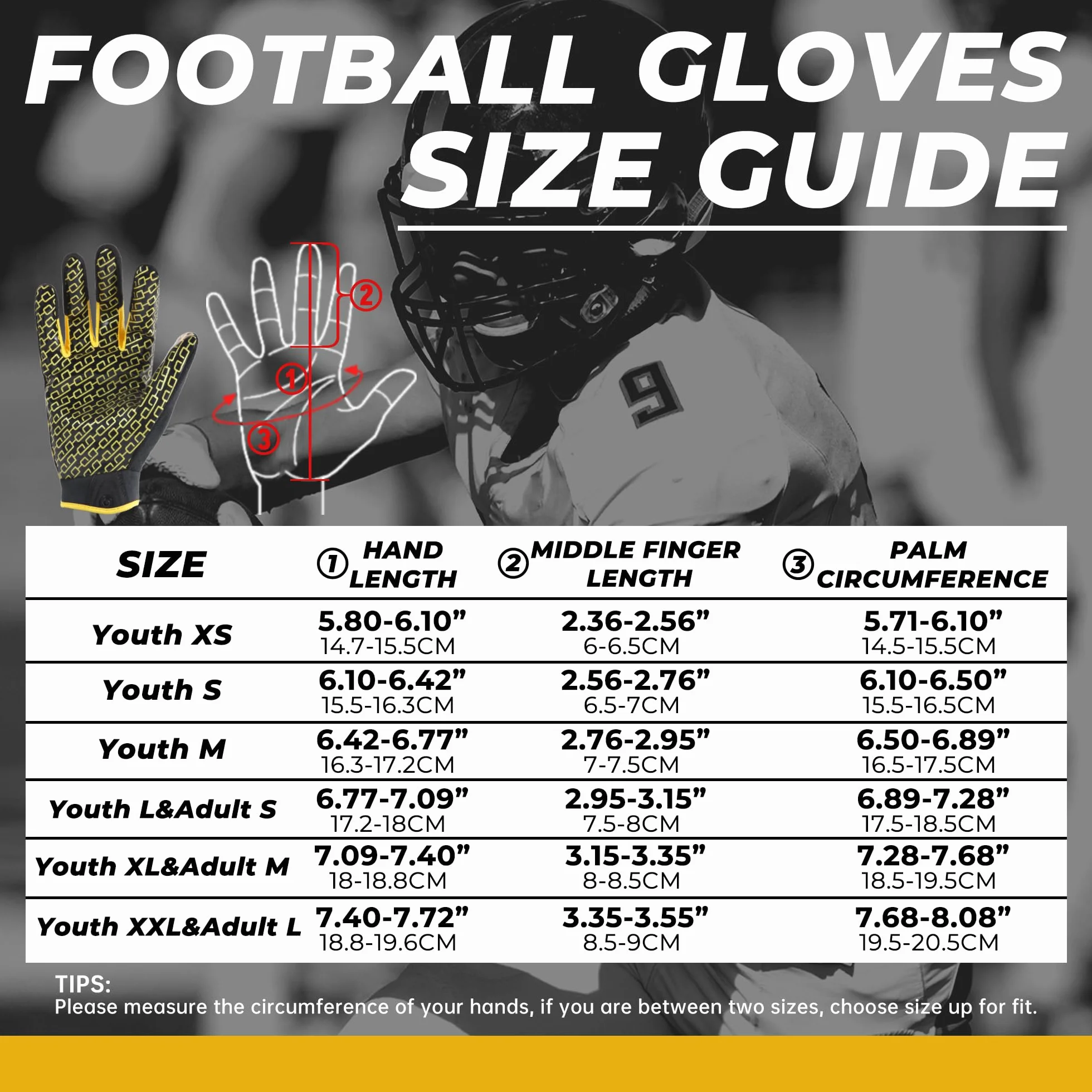 HANDLANDY Gants de football américain grand récepteur pour enfants garçons filles extensibles