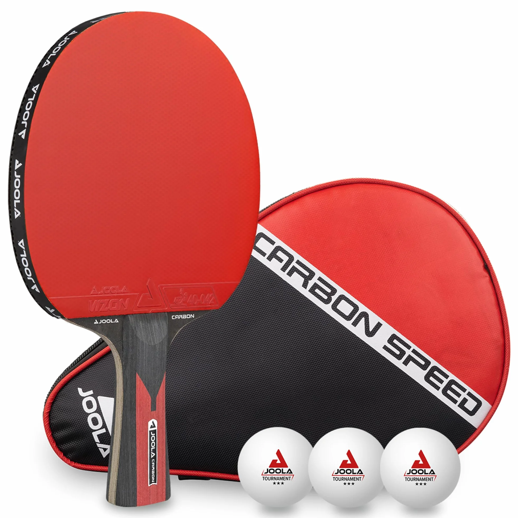 JOOLA Carbon Control Table Tennis Bat Advanced Players Carbon Speed Set Premium Balls 40+ mm Case