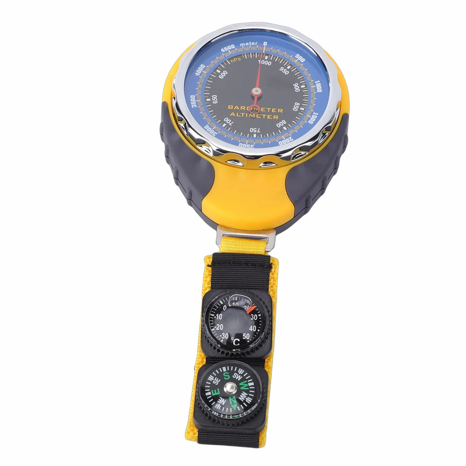 Jiawu Altimètre Portable Multifonctionnel 4 en 1 Baromètre Boussole Compteur de Température pour Randonnée Matériau ABS