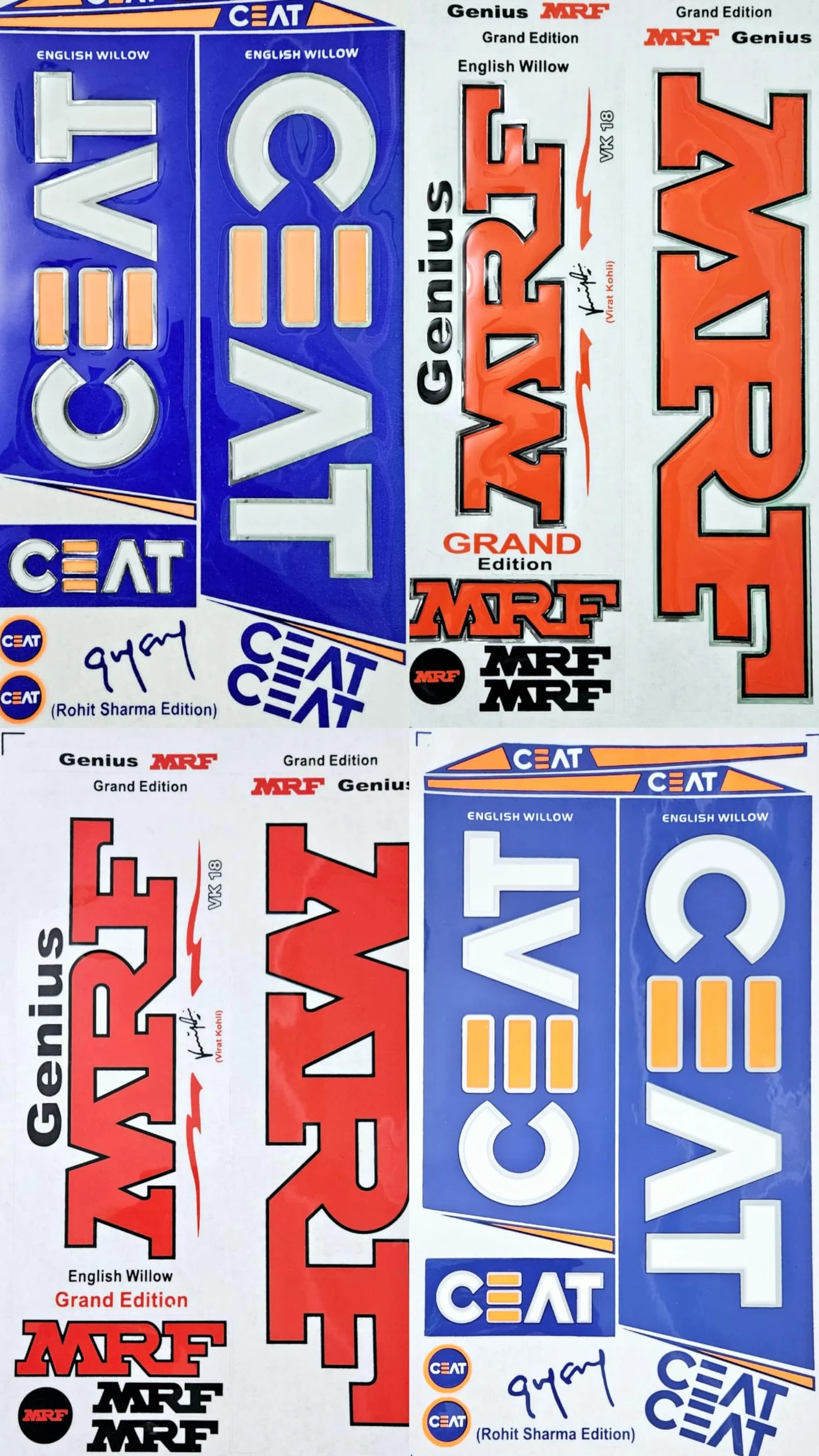 CEAT Rohit Sharma AYN Autocollant 3D en relief pour batte de cricket, accessoires de sport