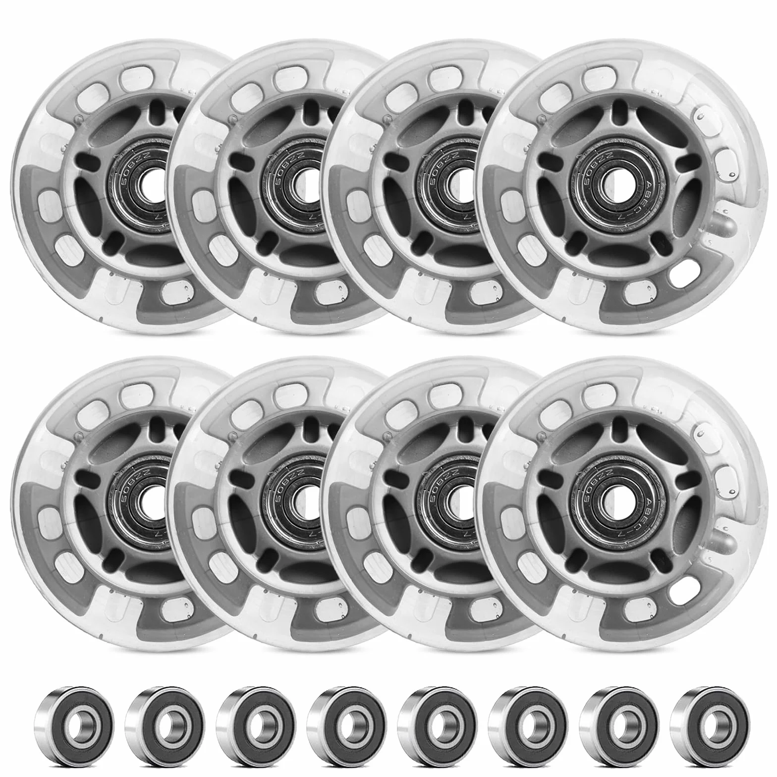 Roues de rollers LED 72 mm – Roulettes lumineuses avec roulements à billes pour patins