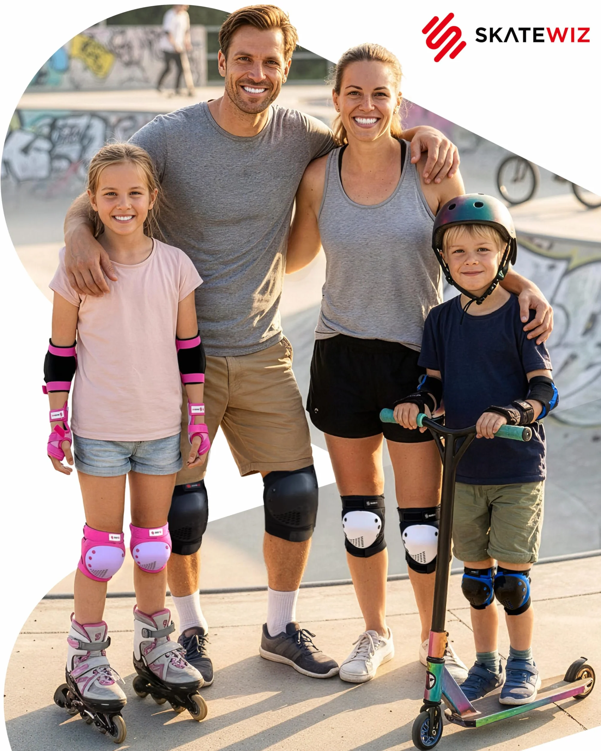 SKATEWIZ Protection Roller Enfant Adulte Skateboard BMX Velo Genouillère 6pc
