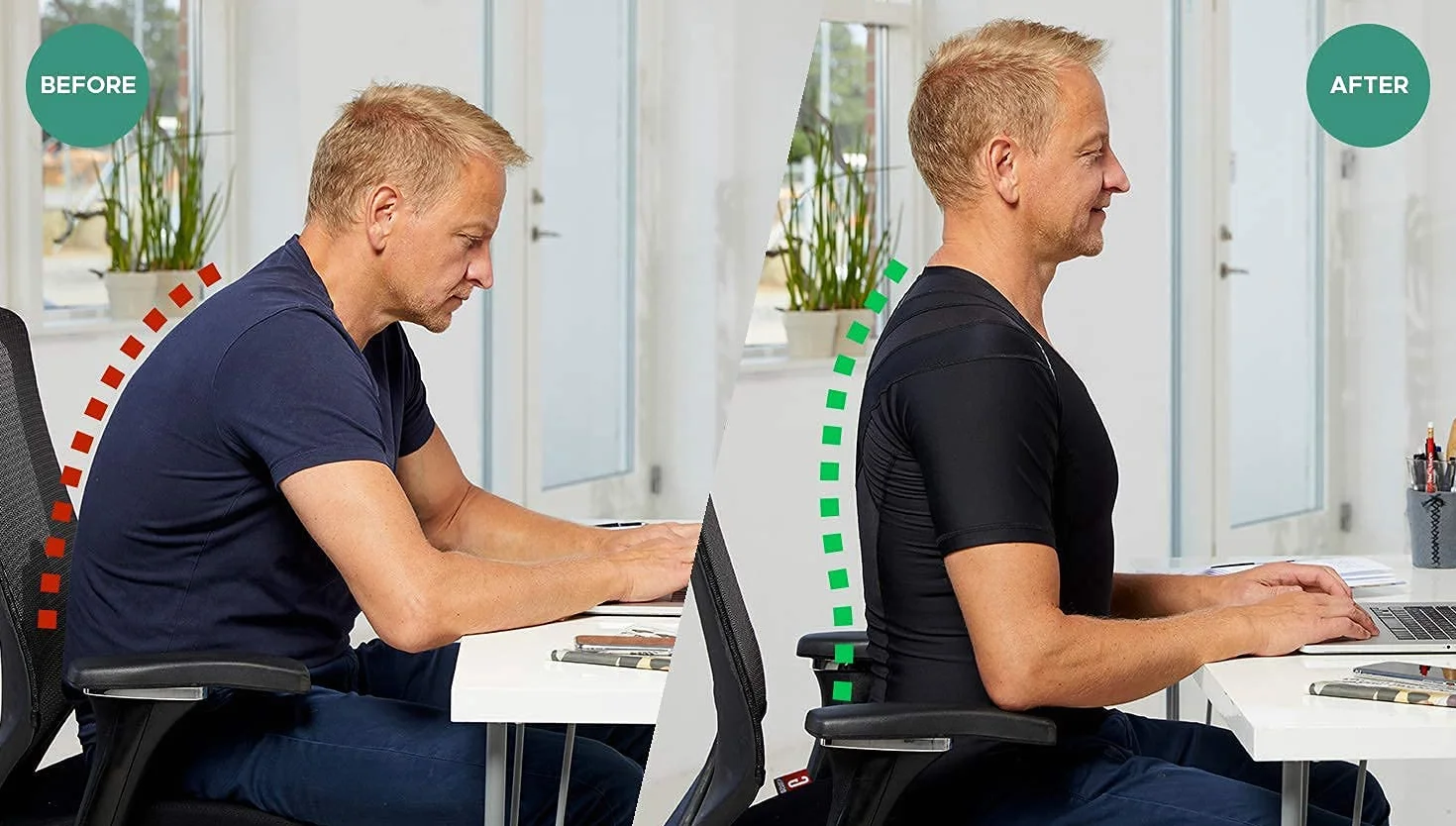Anodyne Correcteur de Posture du Dos et Épaules Hommes T-Shirt Noir S