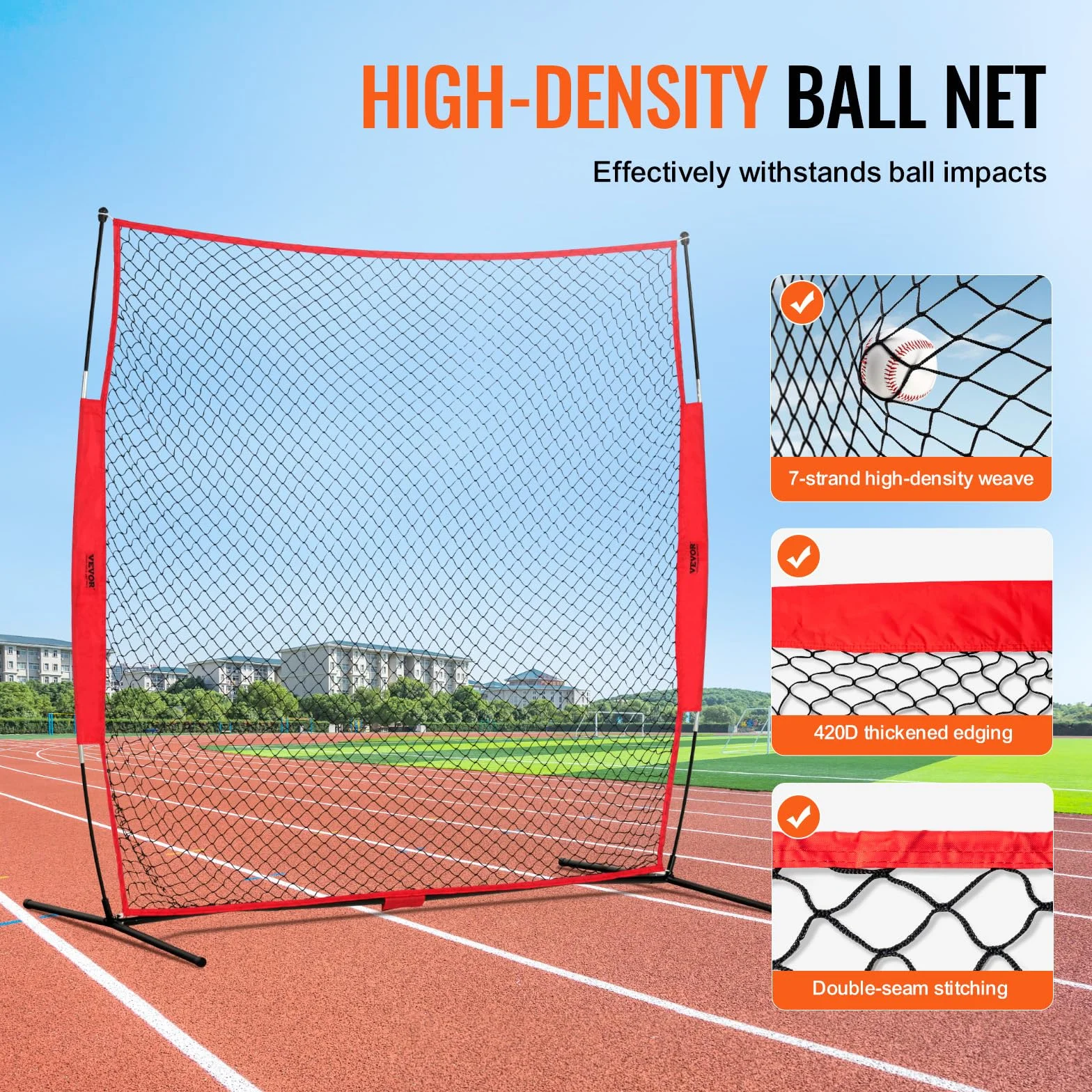 VEVOR Filet d'Entraînement Baseball Softball 238x212 cm, Filet de Protection Portable avec Sac de Transport, Équipement pour Receveur Crosse Football Hockey Jardin