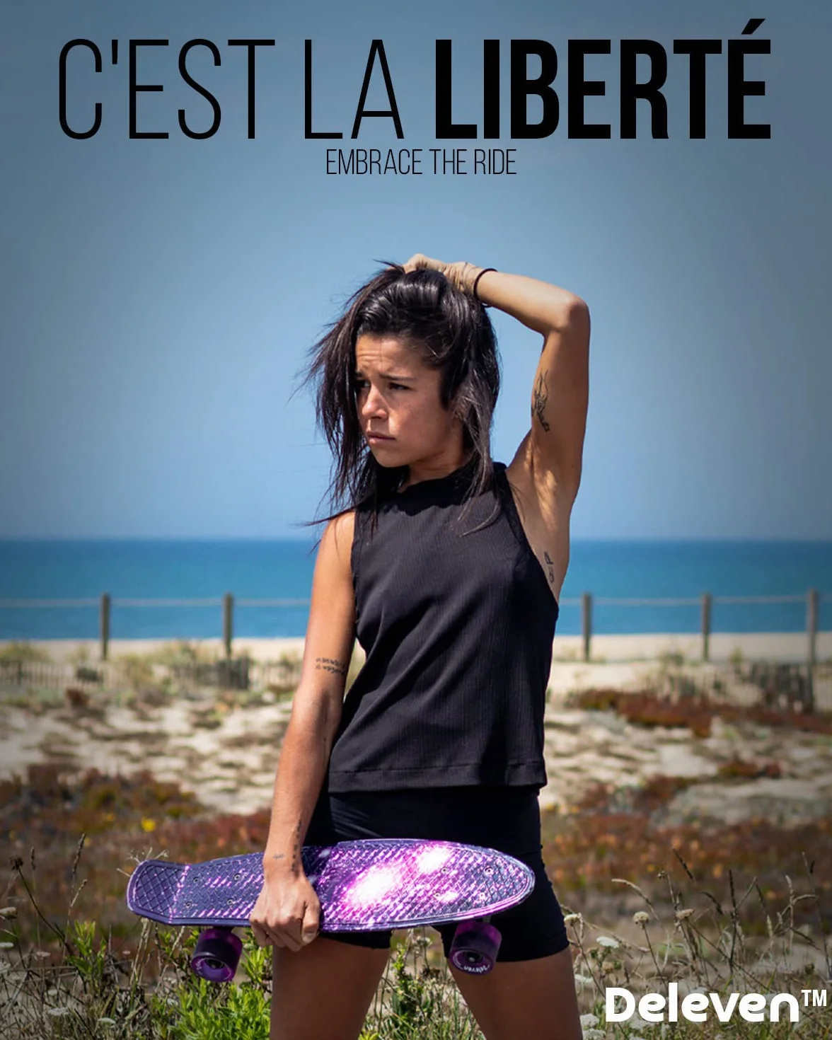 Deleven Skateboard 56cm Roues LED ABEC 7 pour Enfants Débutants