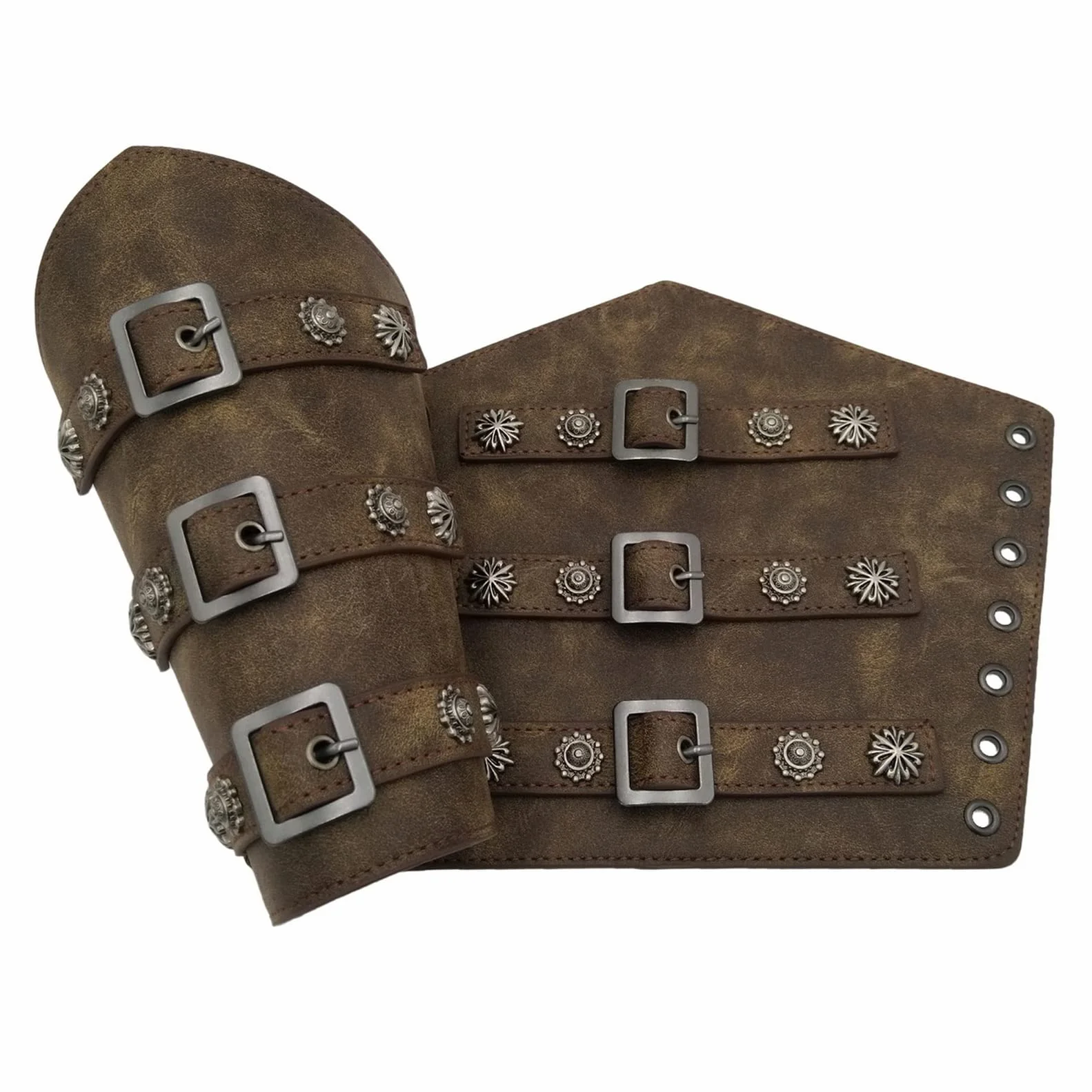 COSFAN Brassards Rétro Armure Médiévale en Cuir Réglable pour Tir Chasse Viking Punk Gothique
