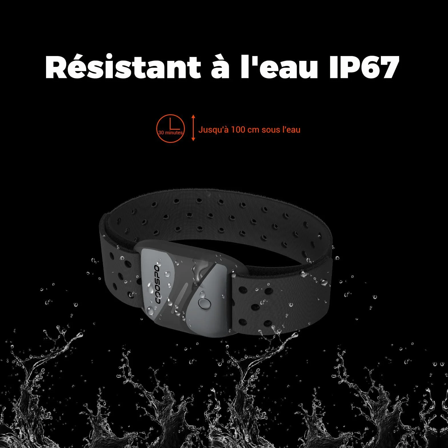 COOSPO HW807 Fréquence Cardiaque Brassard Bluetooth 5.0 Ant+ HRV Zone d'entraînement