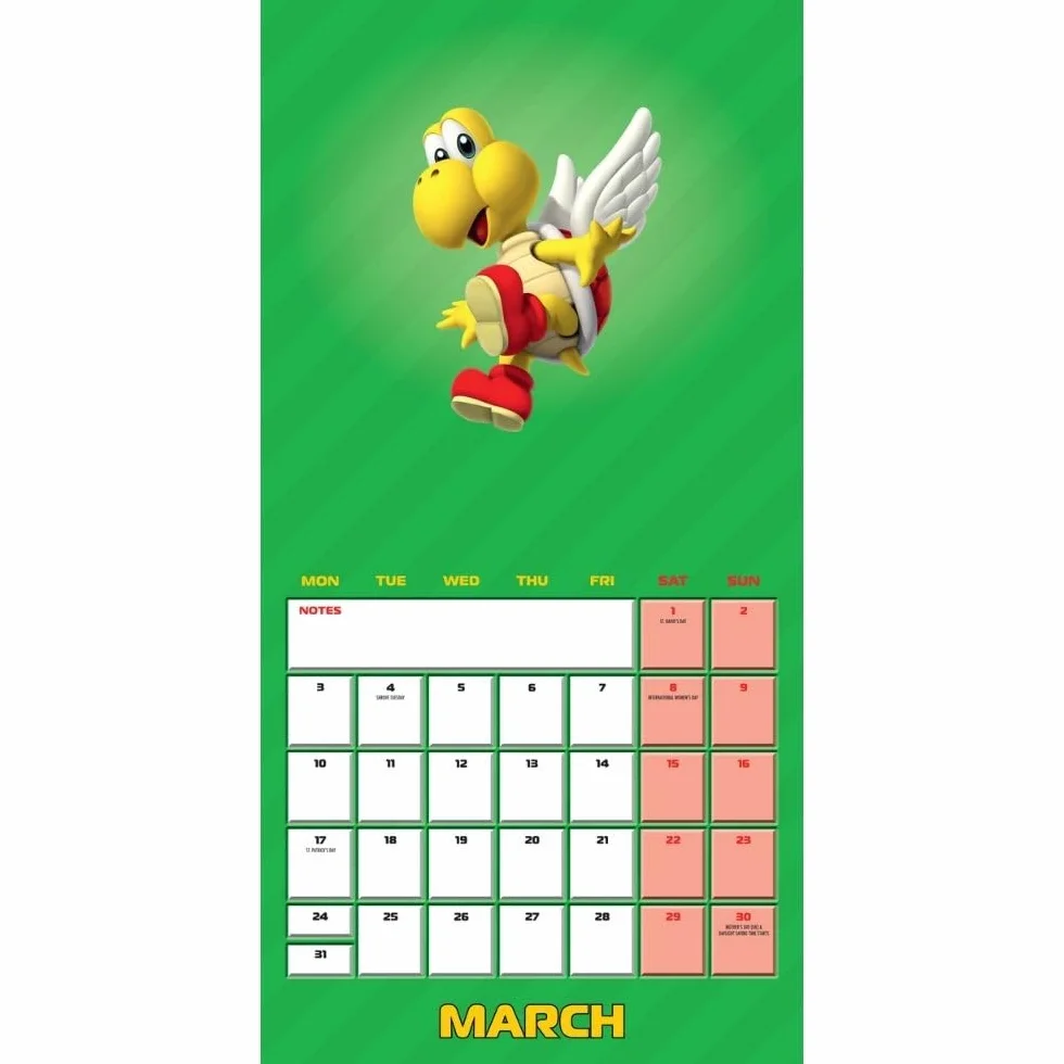 Super Mario Square Calendar 2025