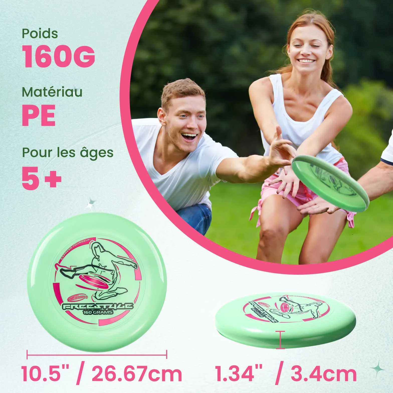Wham-O Frisbee Freestyle Disc 160g 26.67cm PE Durable Flexible Extérieur Plage