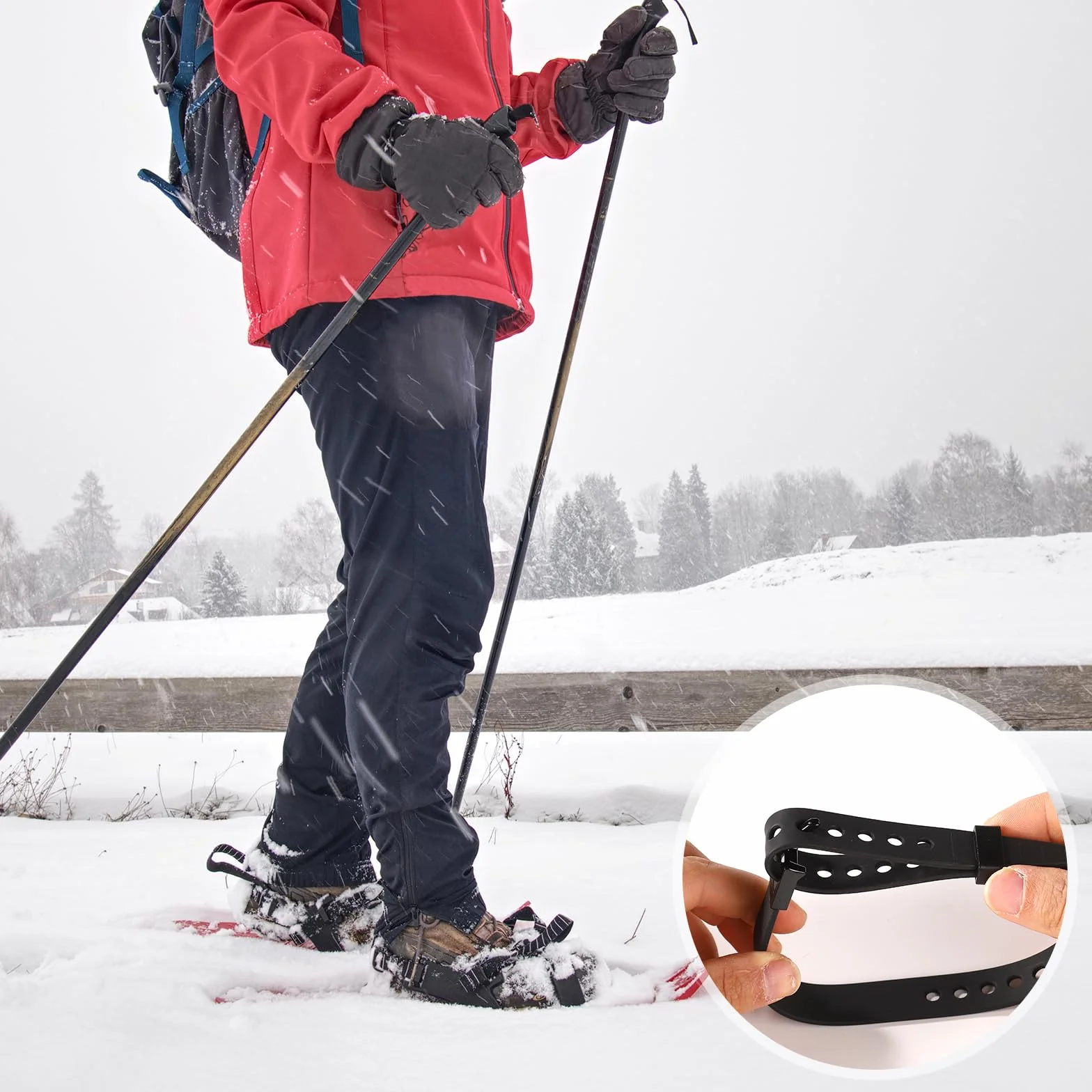 Lot de 4 Sangles de Raquettes à Neige, 48 x 2 cm, Réglables pour Enfants et Adultes