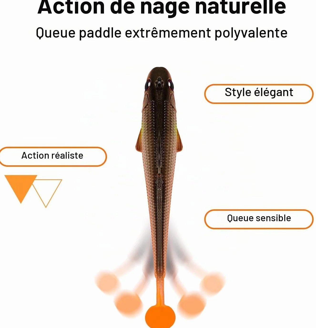 TRUSCEND Leurres de Pêche Souples Shadtale avec Hameçons BKK, Vibrante pour Bars Brochets Truites Silure
