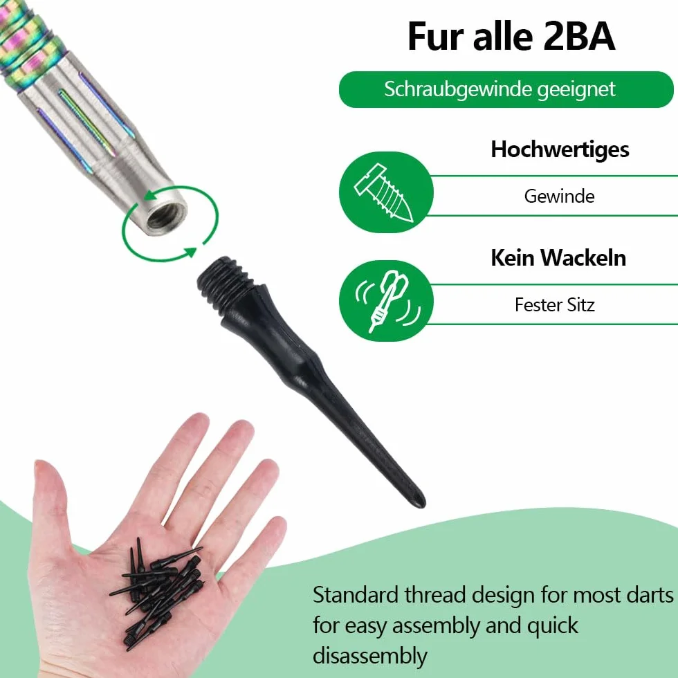 200 Pièces Pointe Plastique 2ba Remplacer Flechette Pointes de Fléchettes en Plastique Souple