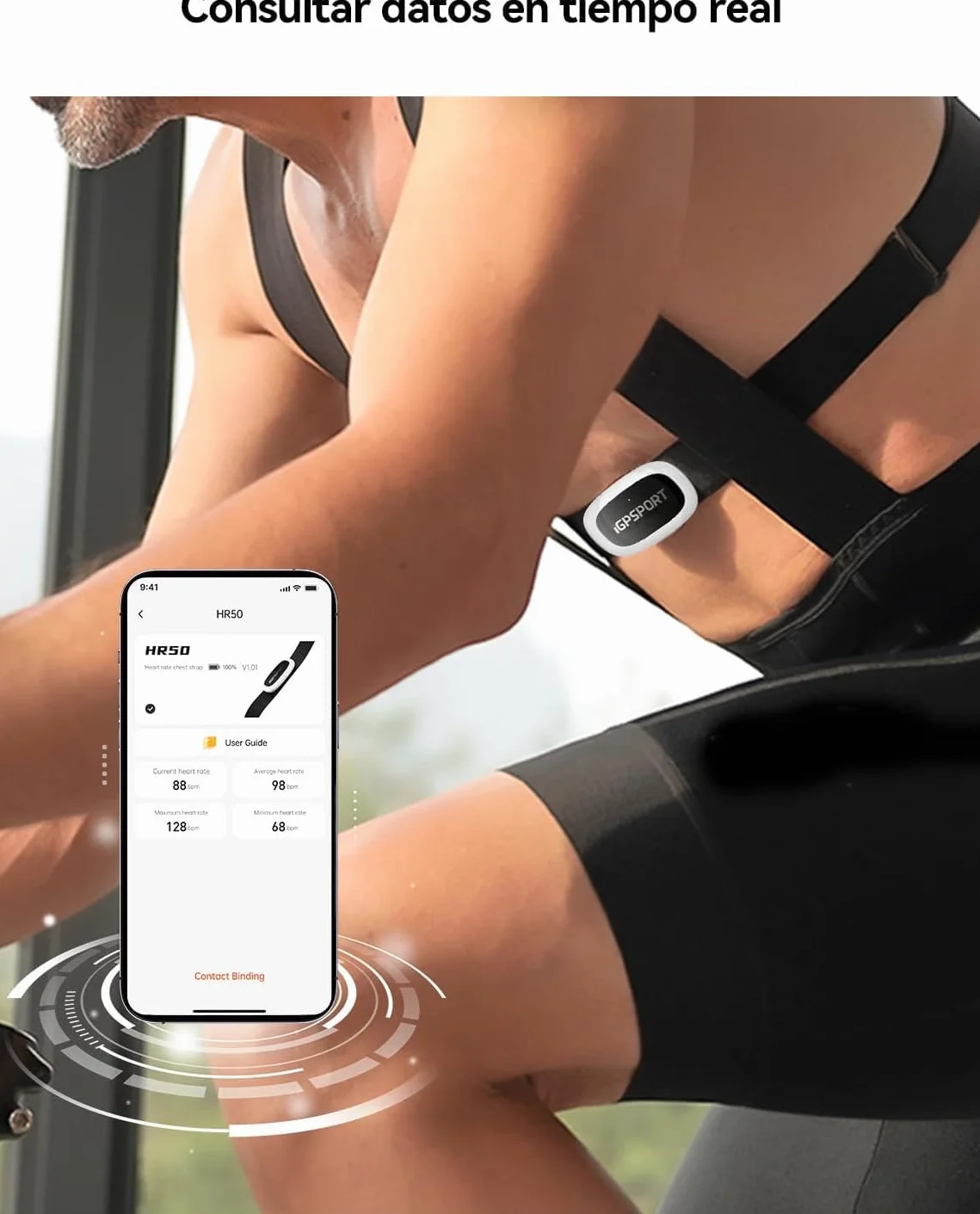 IGPSPORT HR40 Moniteur de Fréquence Cardiaque Bluetooth Ant+ Sangle de Poitrine pour Course à Pied Cyclisme Gym Compatible Garmin Polar Wahoo