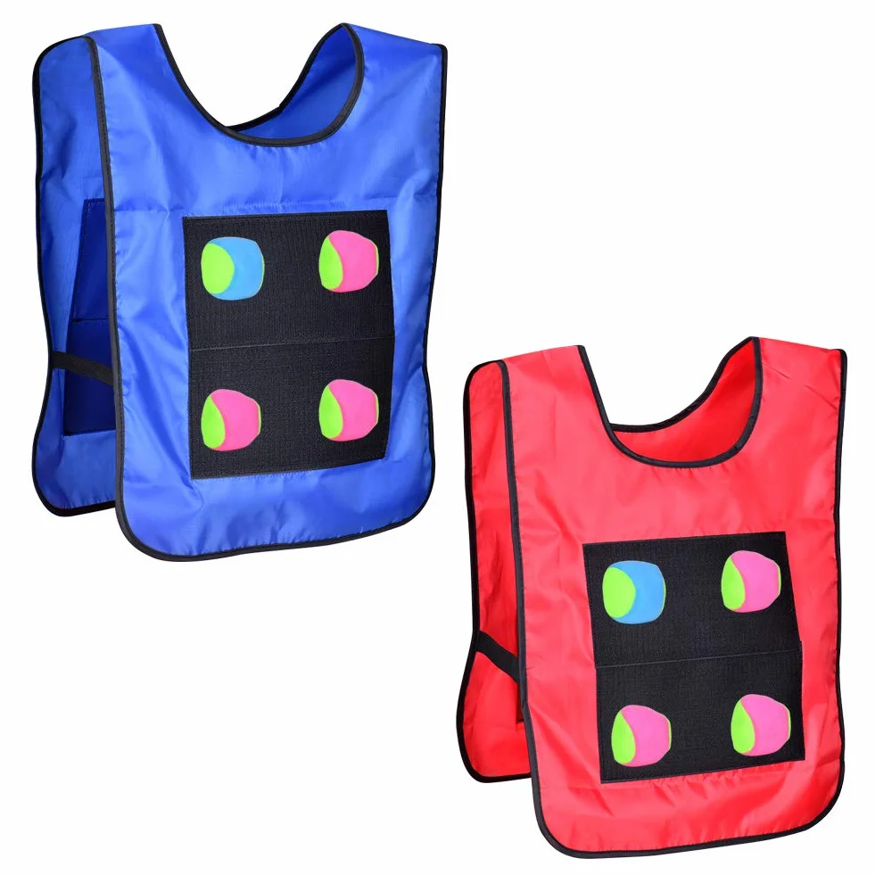 Queta Dodgeball Tag Gilets 2 Gilets Cible Collants 10 Boules de Coton Jeu Cible