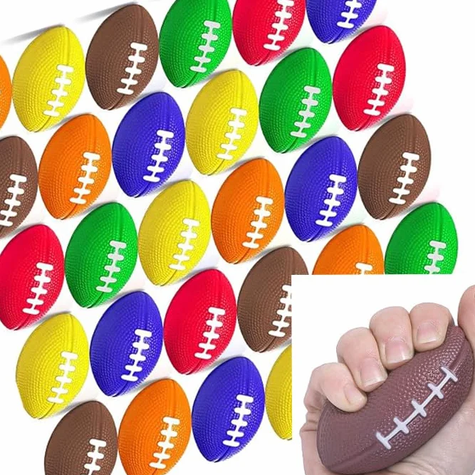 48 Pièces Mini Ballon de Football américain en Mousse 5.5cm Balles Anti-Stress Rugby 6 Couleurs