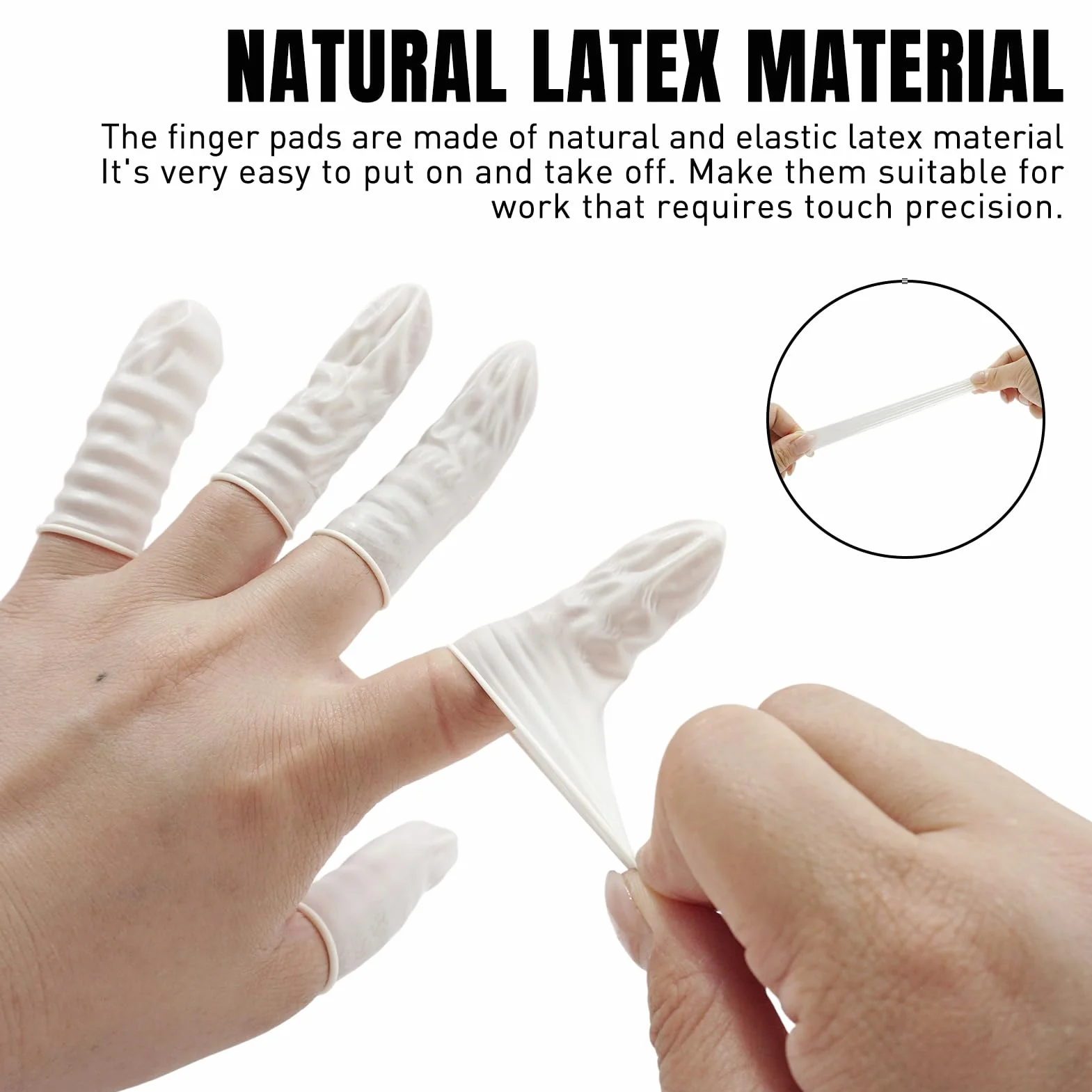 Doigtiers en Latex 200 Pcs, Doigtier Latex pour Protection des Doigts, Imperméables pour Tatouage Nail Art DIY (Blanc)