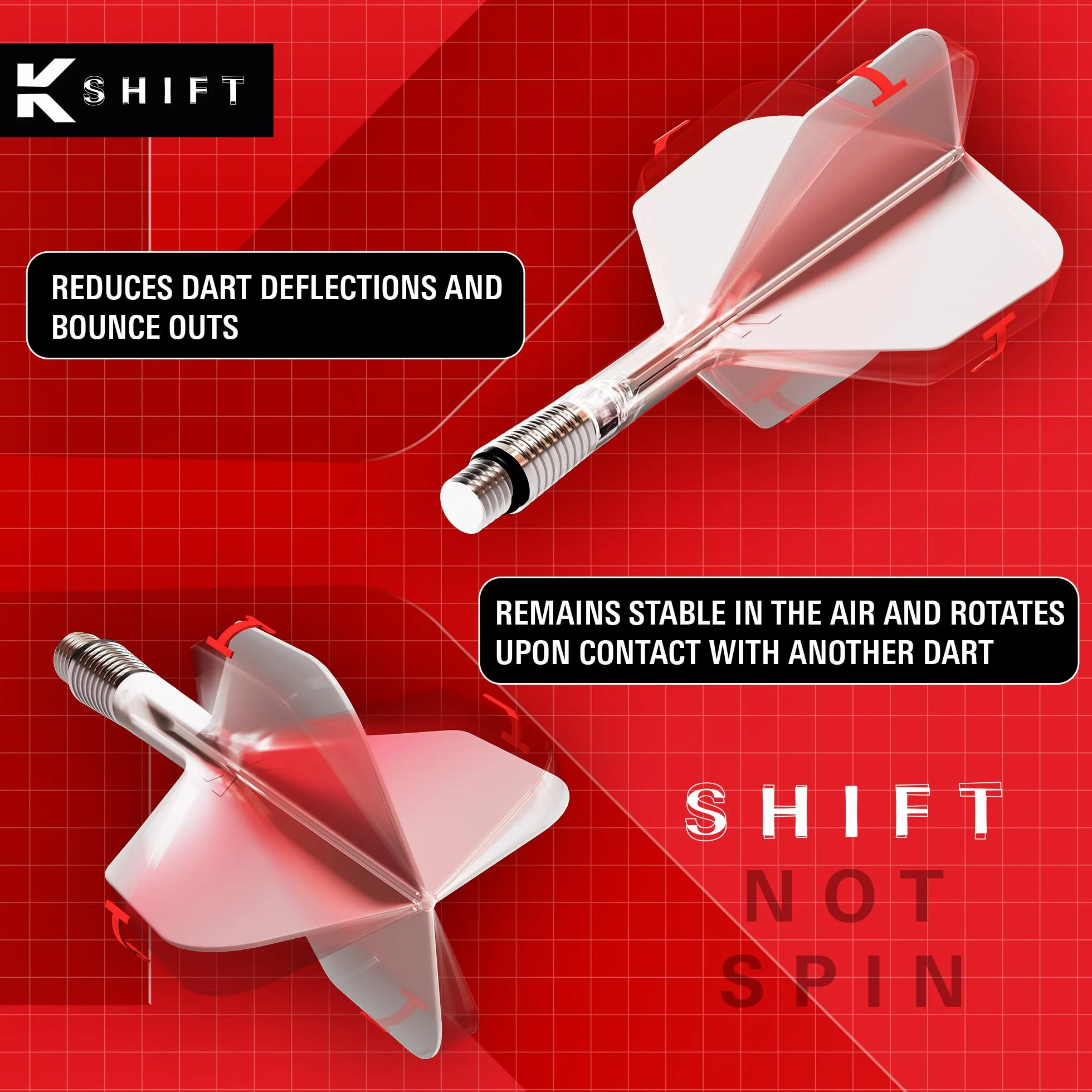 Target Darts K-Shift N° 6 Intégrés Vols et Arbres, Blanc/Transparent/Noir, Accessoires Fléchettes Professionnels