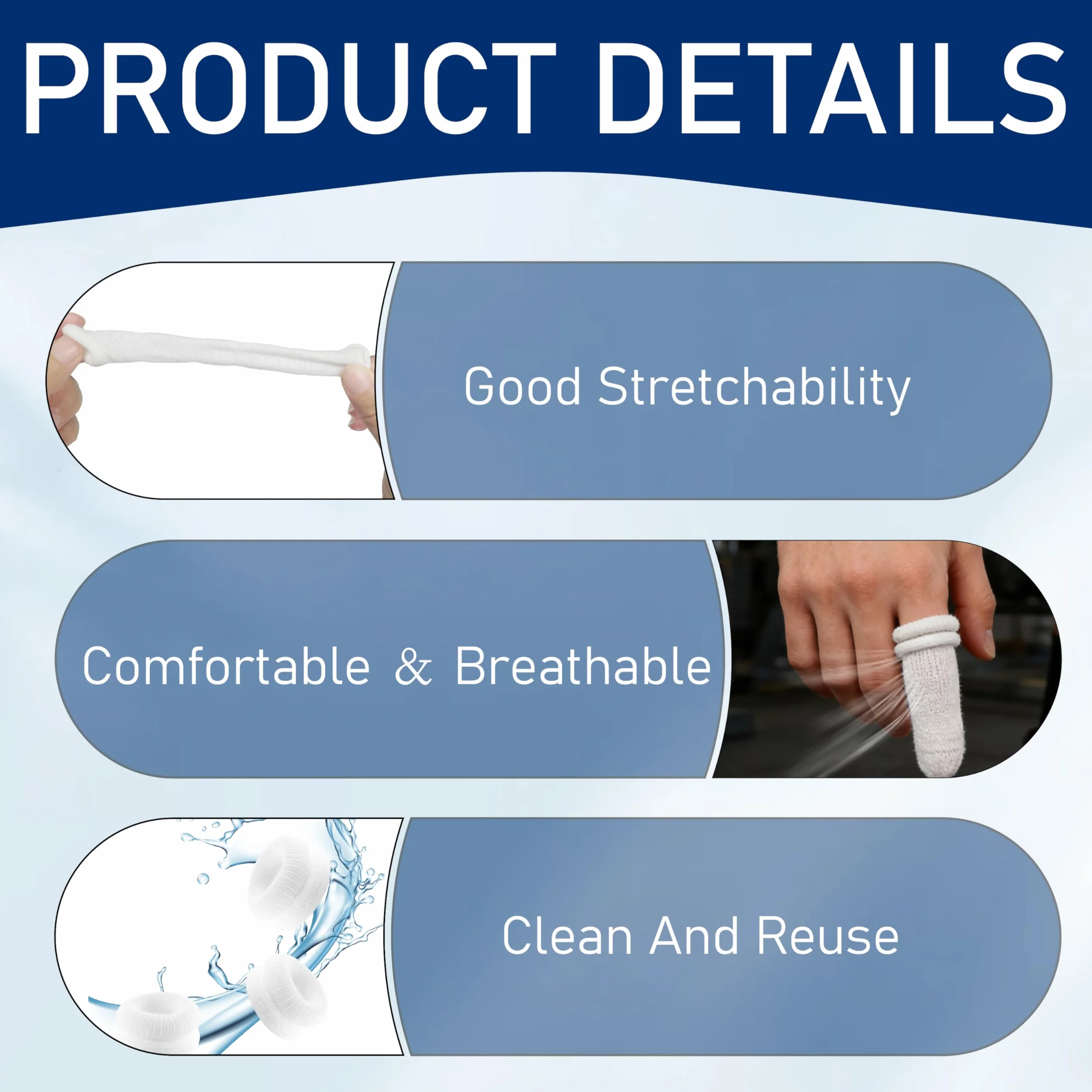 Pansement Doigt Blanc Filet Tubulaire Coton Elastique Doigtier Protection Doigt Respirant 35 Pièces