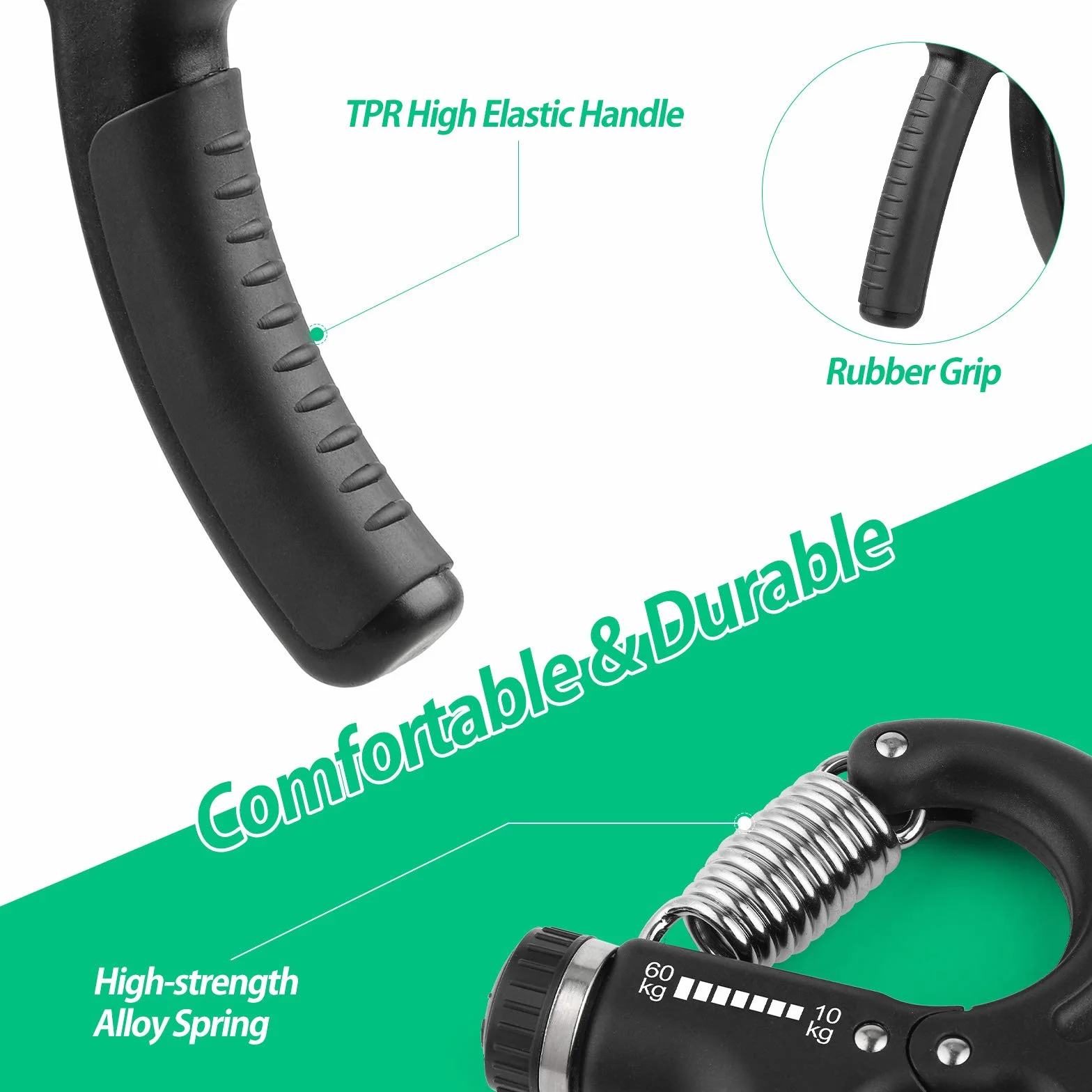 NIYIKOW Hand Grip Musculation, Résistance Réglable 22-132Lbs (10-60kg), Antidérapante