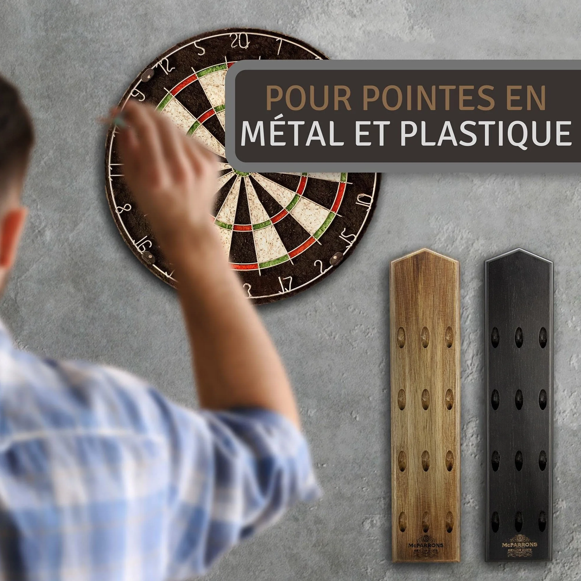 Porte Flèchettes en Bois pour 12 Fléchettes - Support Mural pour Steeldarts, Softdarts