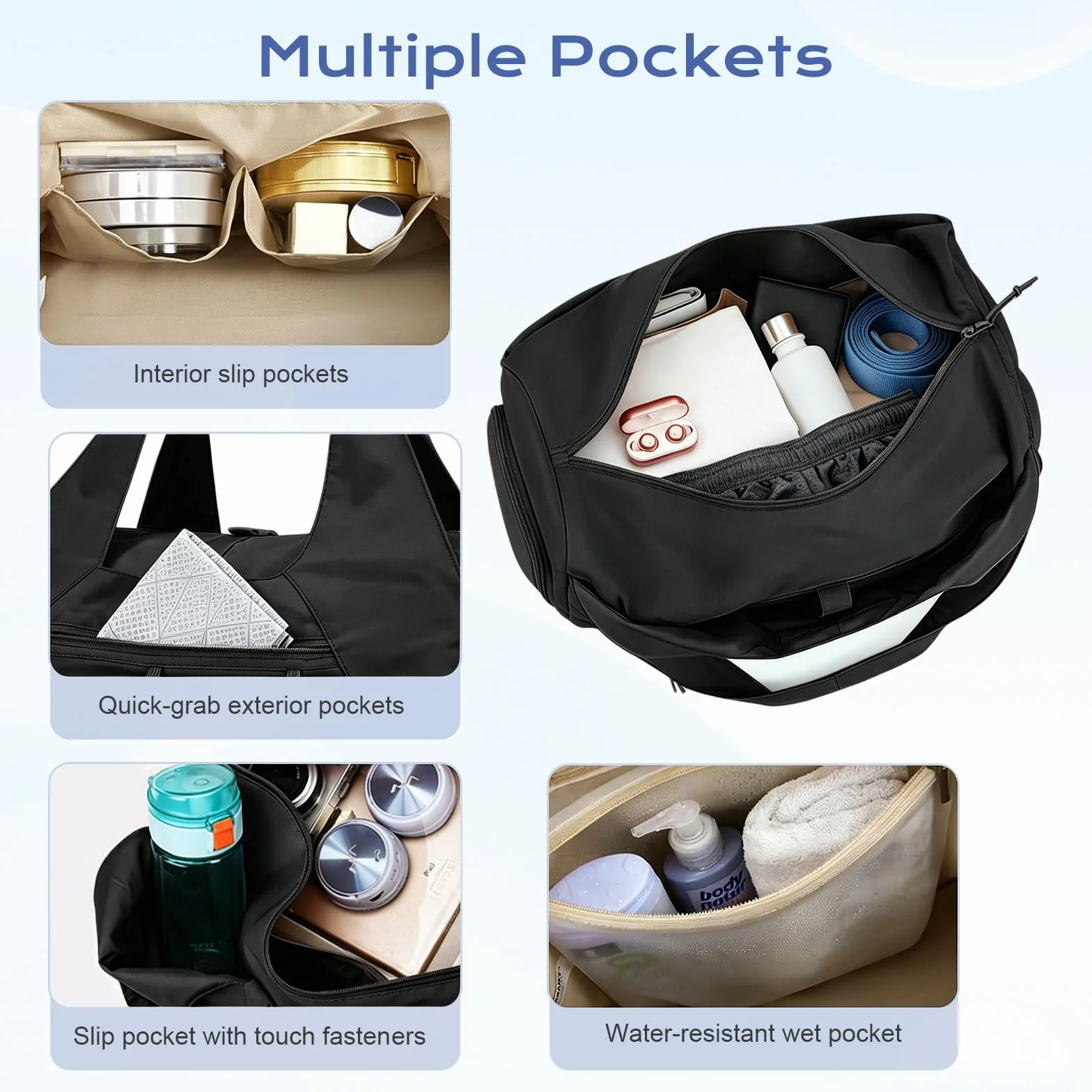 Flintronic Sac de Sport Femme avec Compartiment Chaussures et Humide, Léger, pour Voyage et Gym