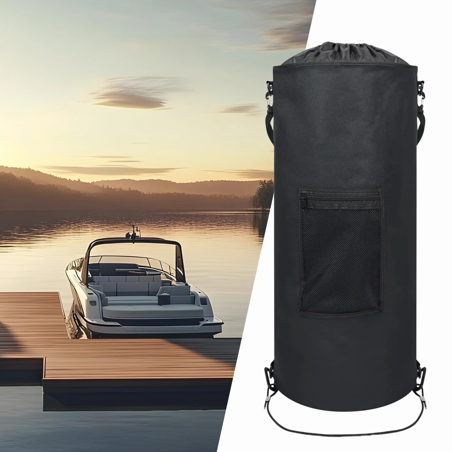 Poubelle Pour Bateau 42-57 Litres Conteneur Étanche Pliable avec Sac à Cordon