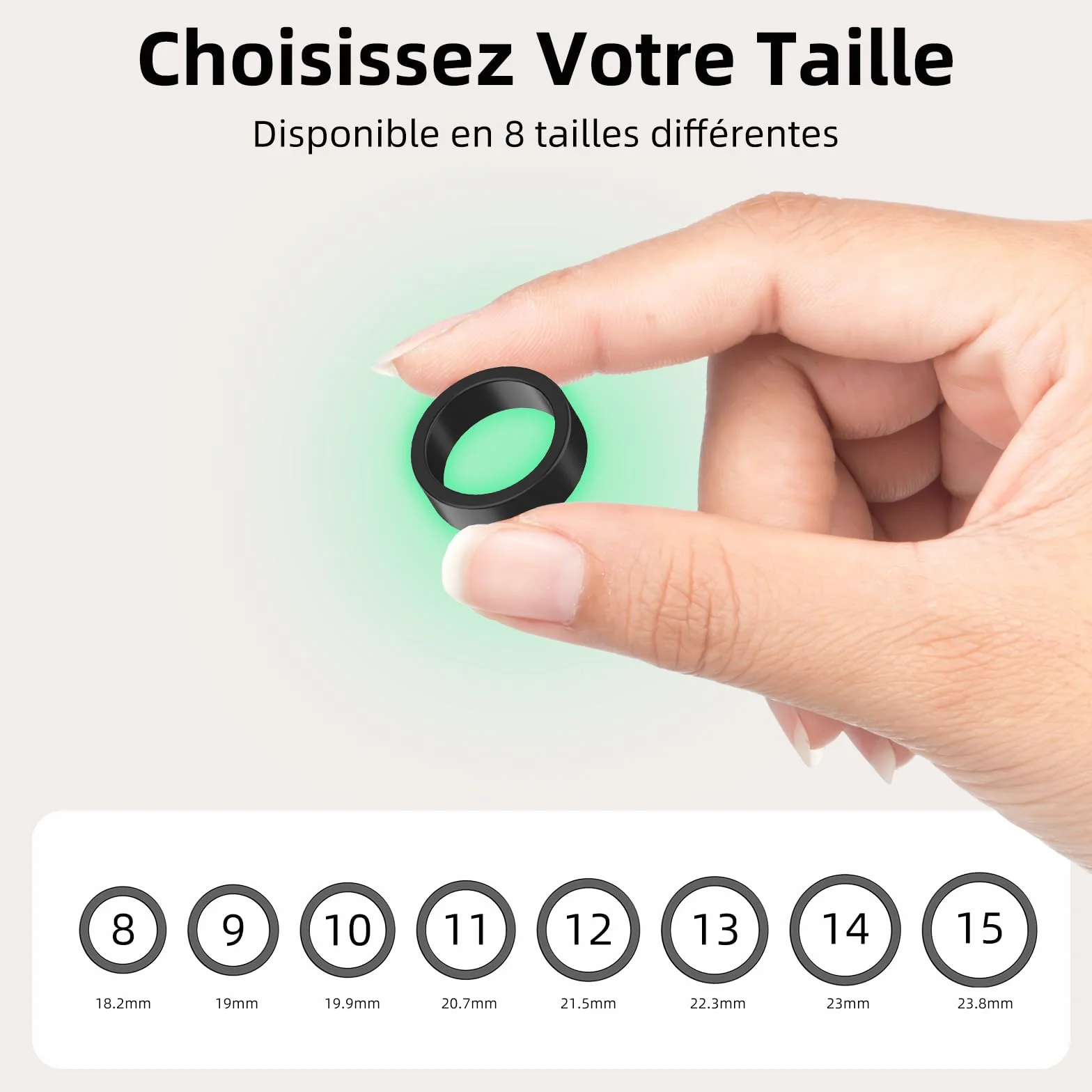 Smart Ring 2026 avec Écran LED, IP68 Étanche, Tracker Santé Fitness Fréquence Cardiaque SpO2 HRV Sommeil Stress, Compatible iOS Android