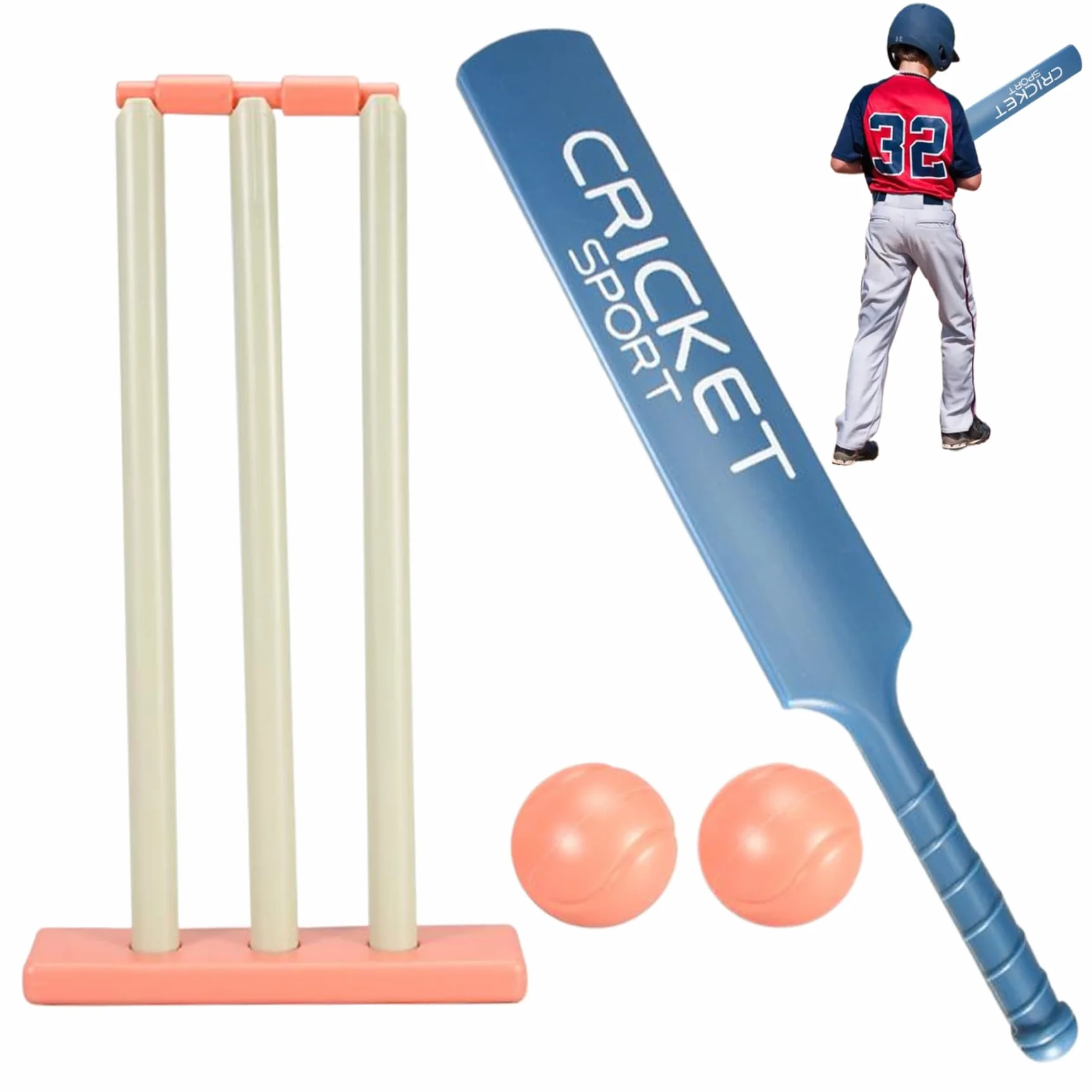 Ensemble de Cricket pour Enfants, Kit avec Batte ABS, Souches, 2 Balles