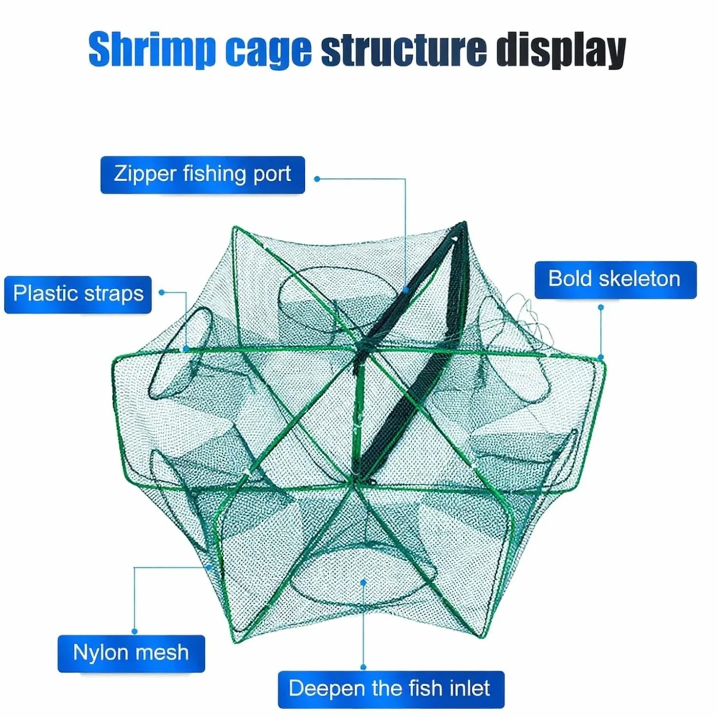 Piège à Poisson Pliable Nylon 3 Pcs Portable pour Pêche Écrevisses Crabes