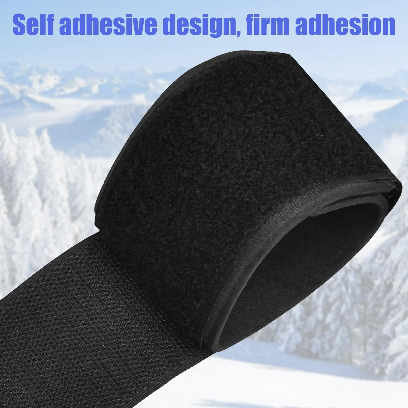 Sangles Fixation Skis 5x48cm Réglables Autocollantes Noir