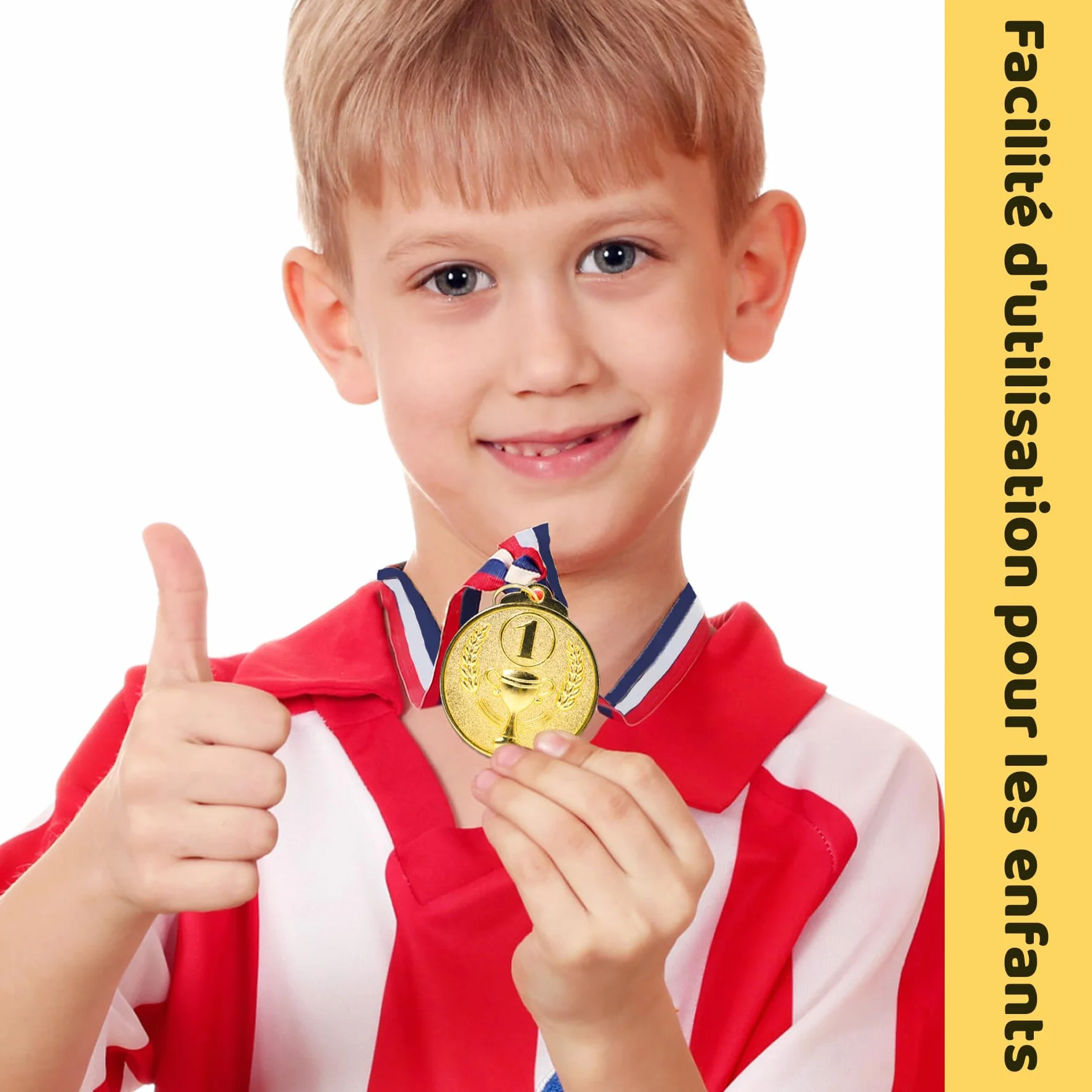 Brelet Médailles de Récompense en Métal doré avec Ruban 36 Pcs pour Compétition Sportive