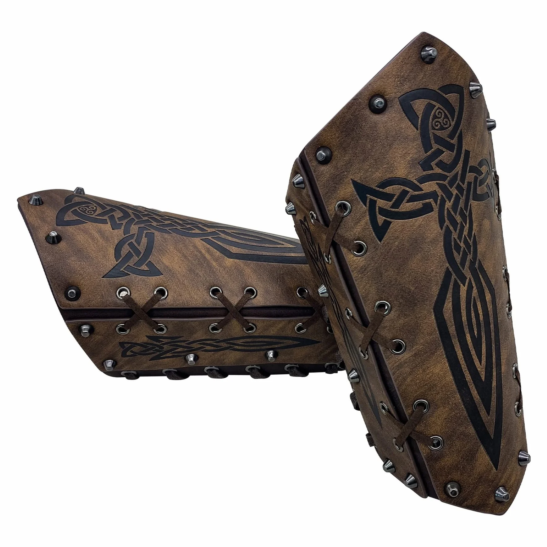 Bracelets Viking pour Homme, Gantelets Médiévaux en Faux Cuir, Vambrace Rétro pour LARP Cosplay
