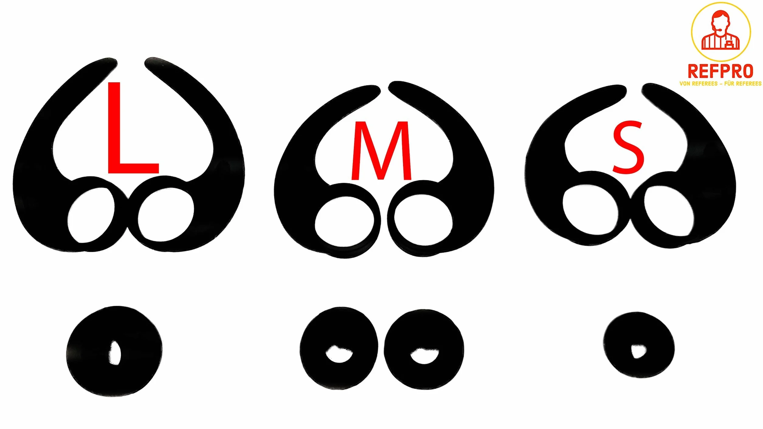 Écouteurs intra-auriculaires pour arbitre avec microphone - Tailles réglables - Résistant