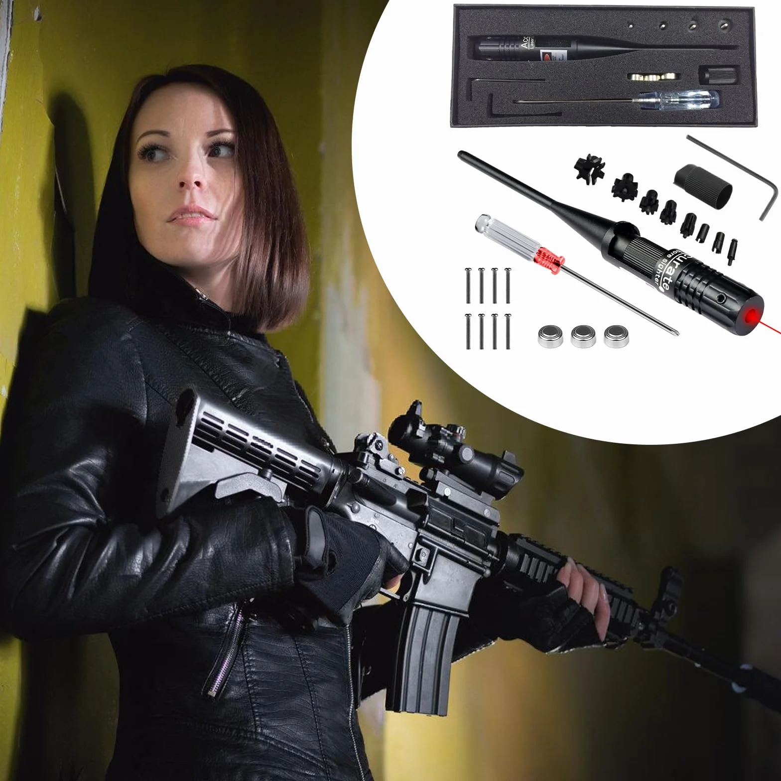 Kit Professionnel de Visée d'Alésage Bore Sighter, Compatible Calibres .22 à .50, Alliage d'Aluminium Brossé Noir