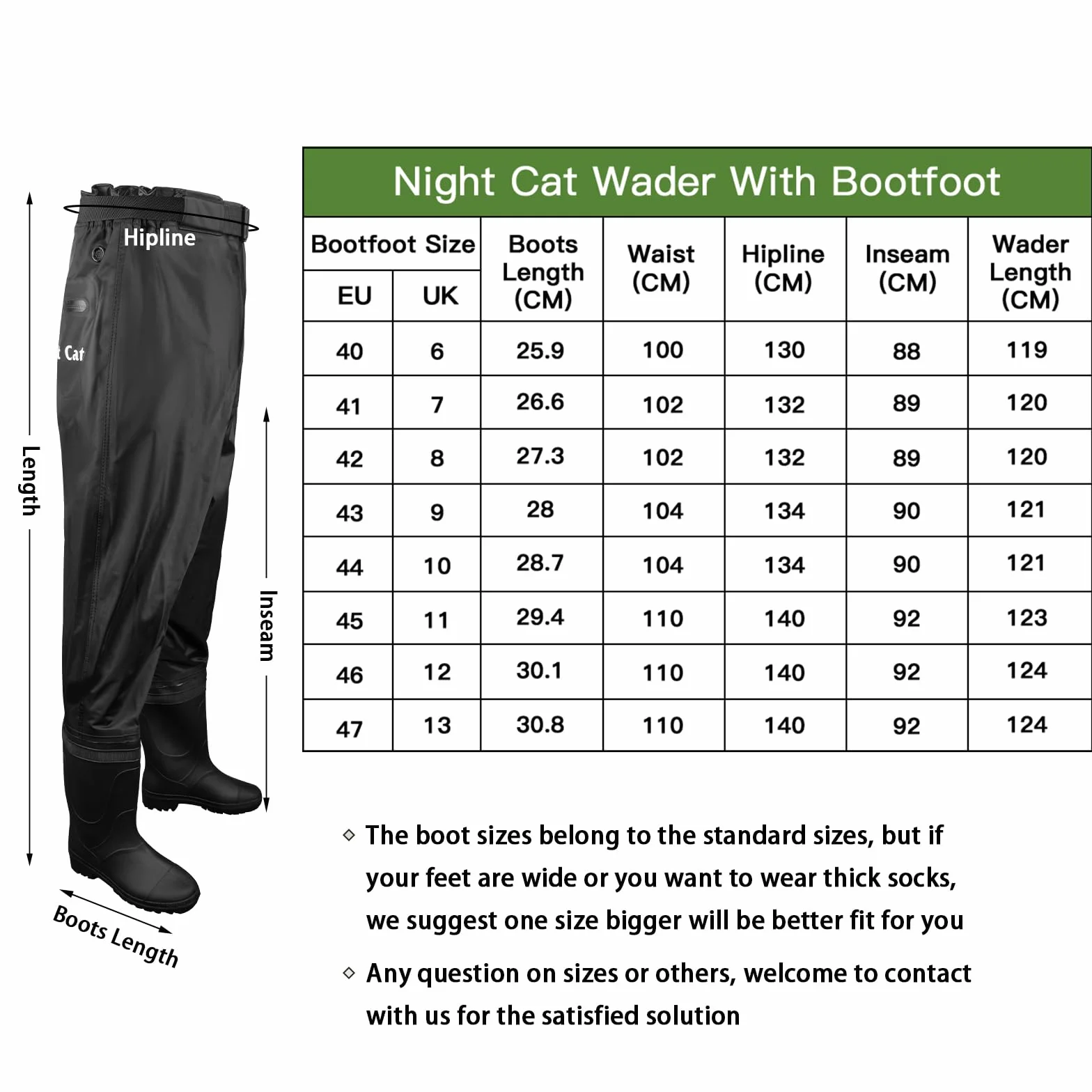 Night Cat Waders Pêche Cuissardes Hommes Femmes Chasse Poitrine Bottes imperméable Respirant
