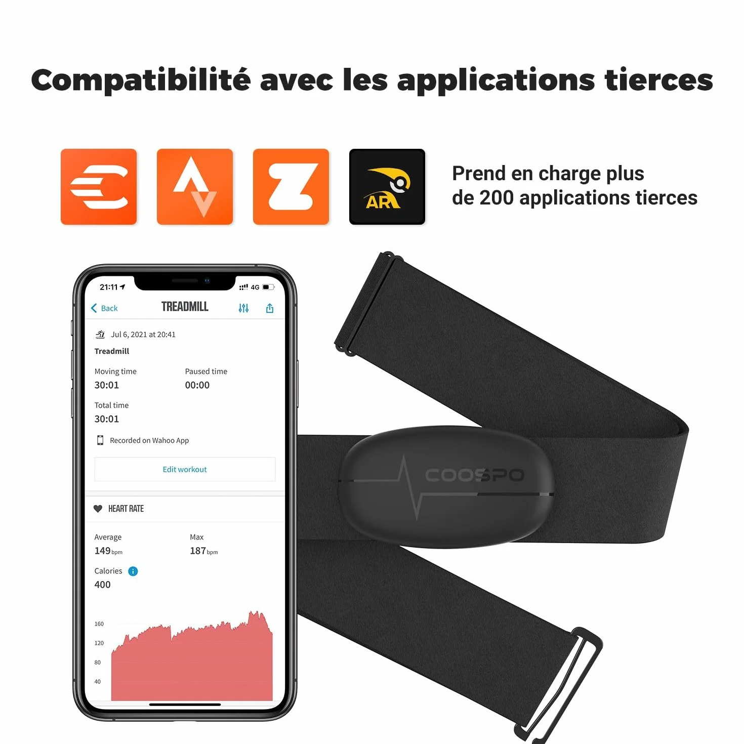 COOSPO H6 Capteur de Fréquence Cardiaque Bluetooth Ant+ Moniteur ECG/EKG