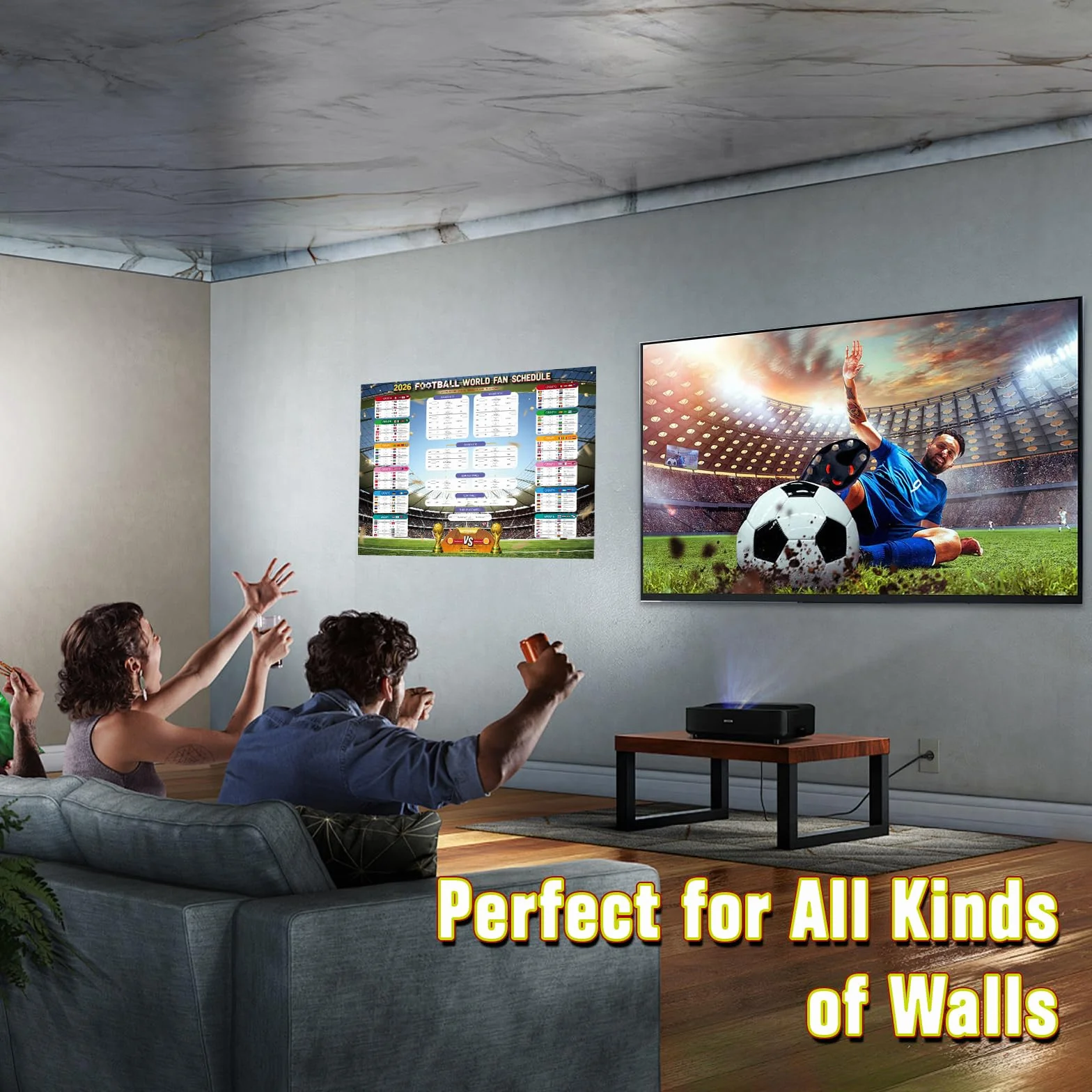 WALLFID 98x70cm Affiche Calendrier Coupe du Monde 2026, Heure Europe Centrale, Decoration Murale