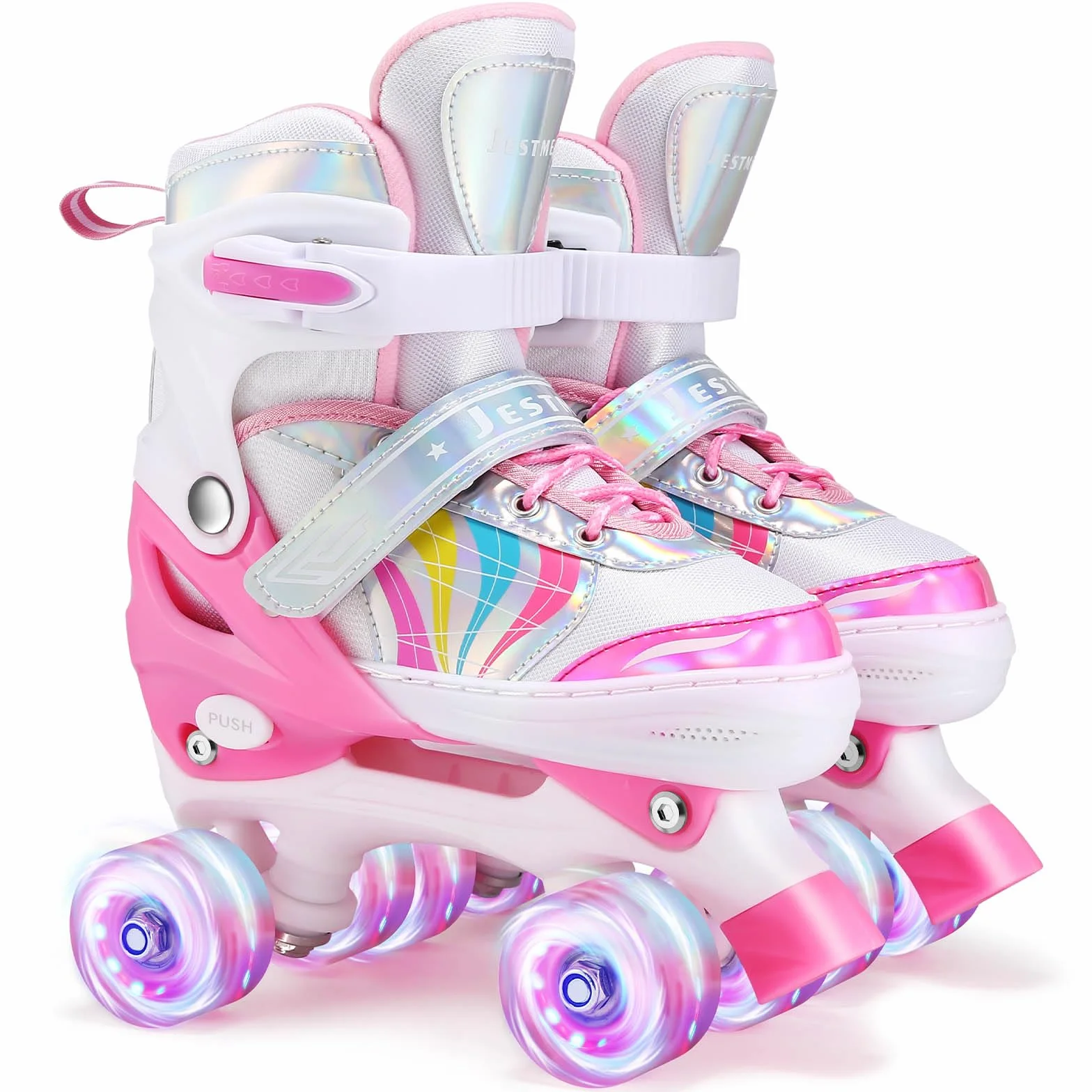Roller Enfant Fille Patin à Roulettes Quad Taille Réglable Roues Lumineuses
