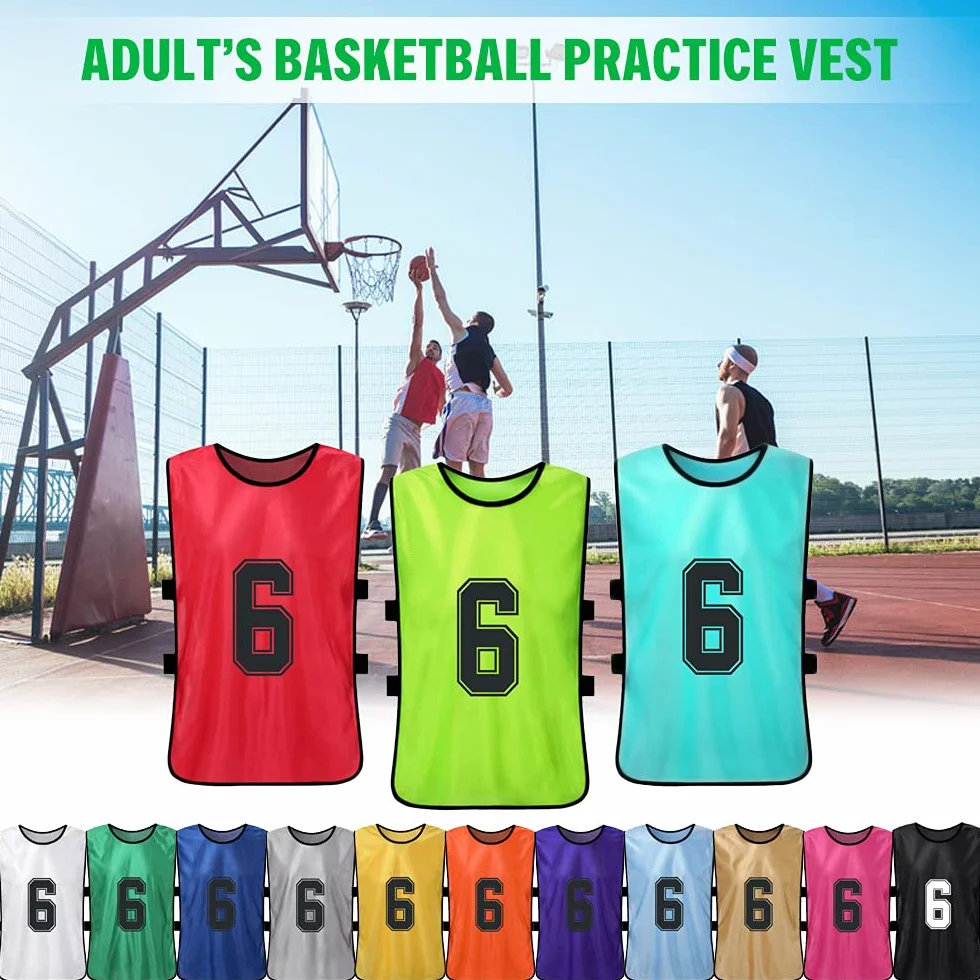 12 PCS Adultes Football Pinnies Maillots De L'équipe De Football À Séchage Rapide Dossards Numérotés Pratique