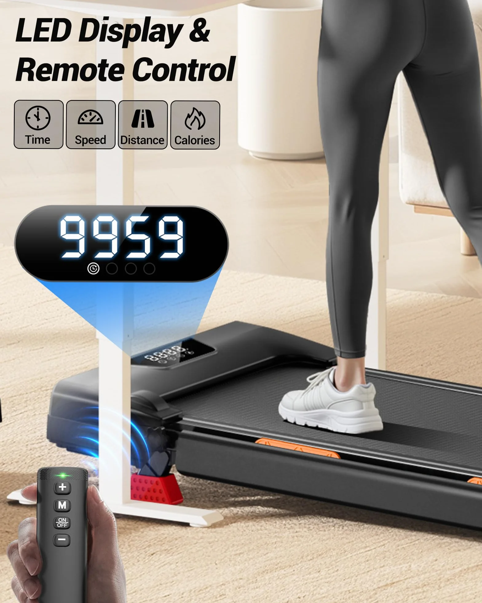 UMAY Tapis de Course Pliable Inclinable 15% Walking Pad Moteur Silencieux Charge Max 136KG