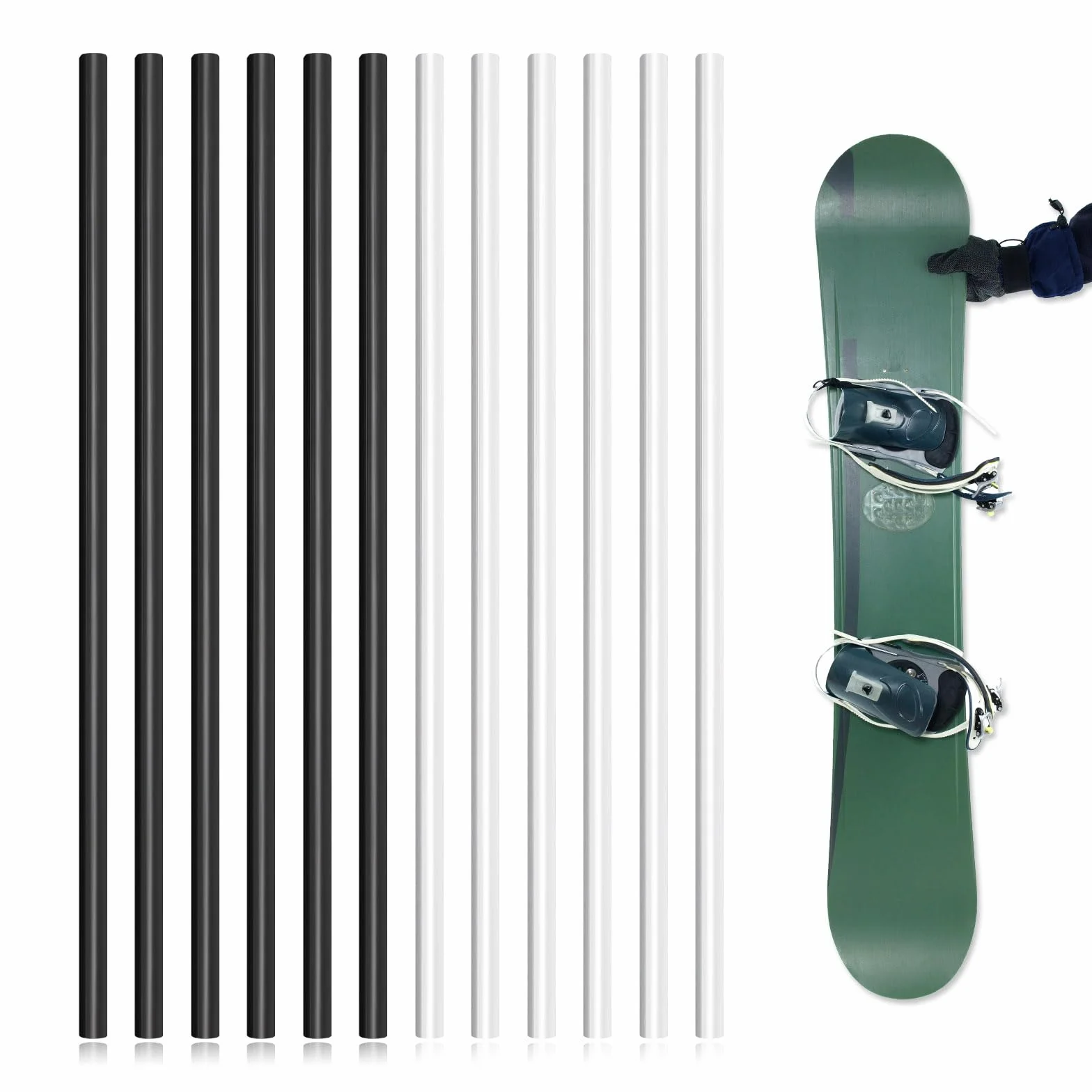 lasuroa Kit Réparation Ski 12pcs, Ptex 6mm Outils Entretien Ski Snowboard Noir et Blanc