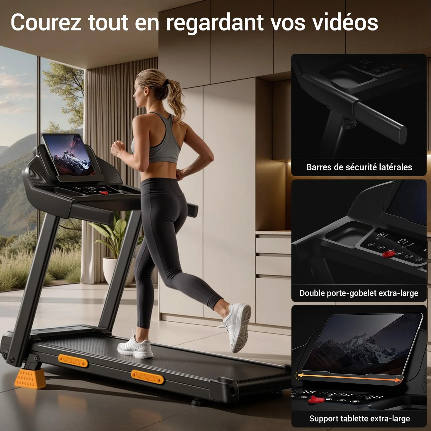 LONTEK Tapis de Course Pliable Inclinable 15% 12KM/H avec Moteur 3,0 CV Charge Max. 136KG