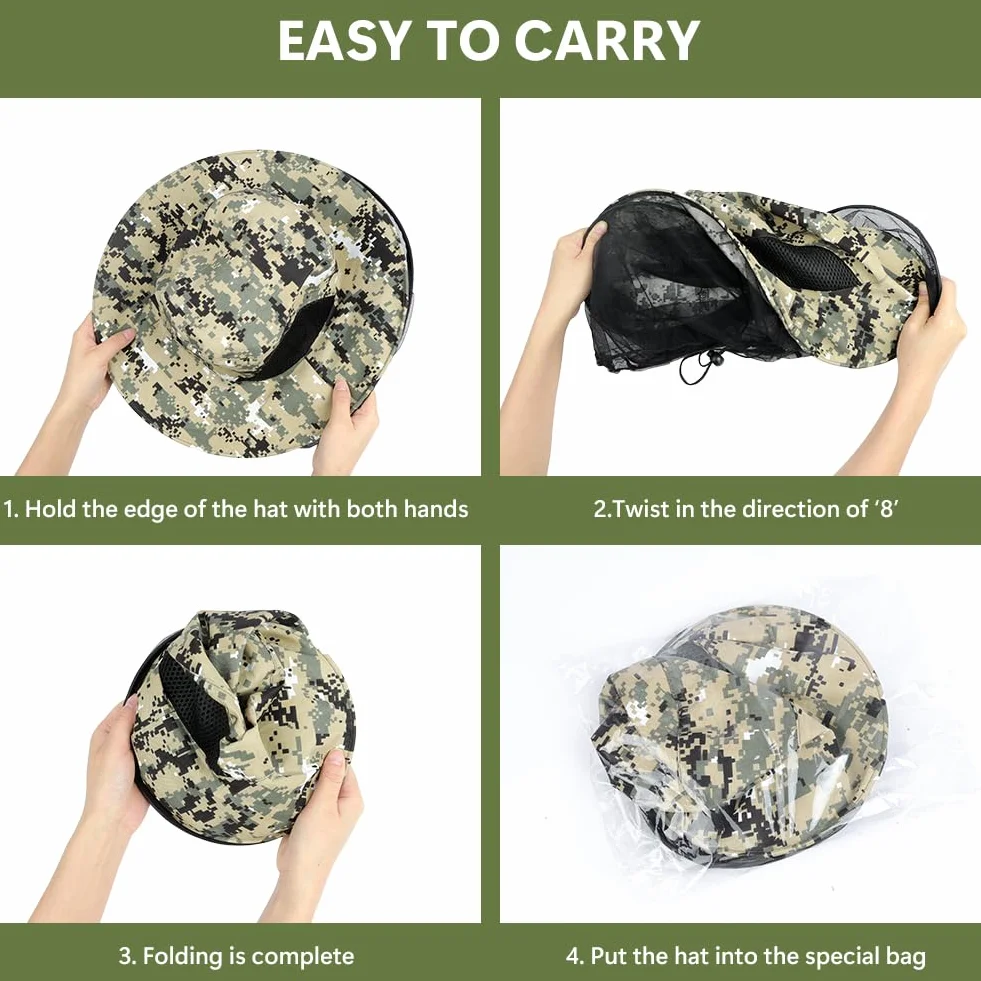 Moustique Chapeau de Soleil Anti Moustique Protection Solaire pour Randonnée Camping Pêche